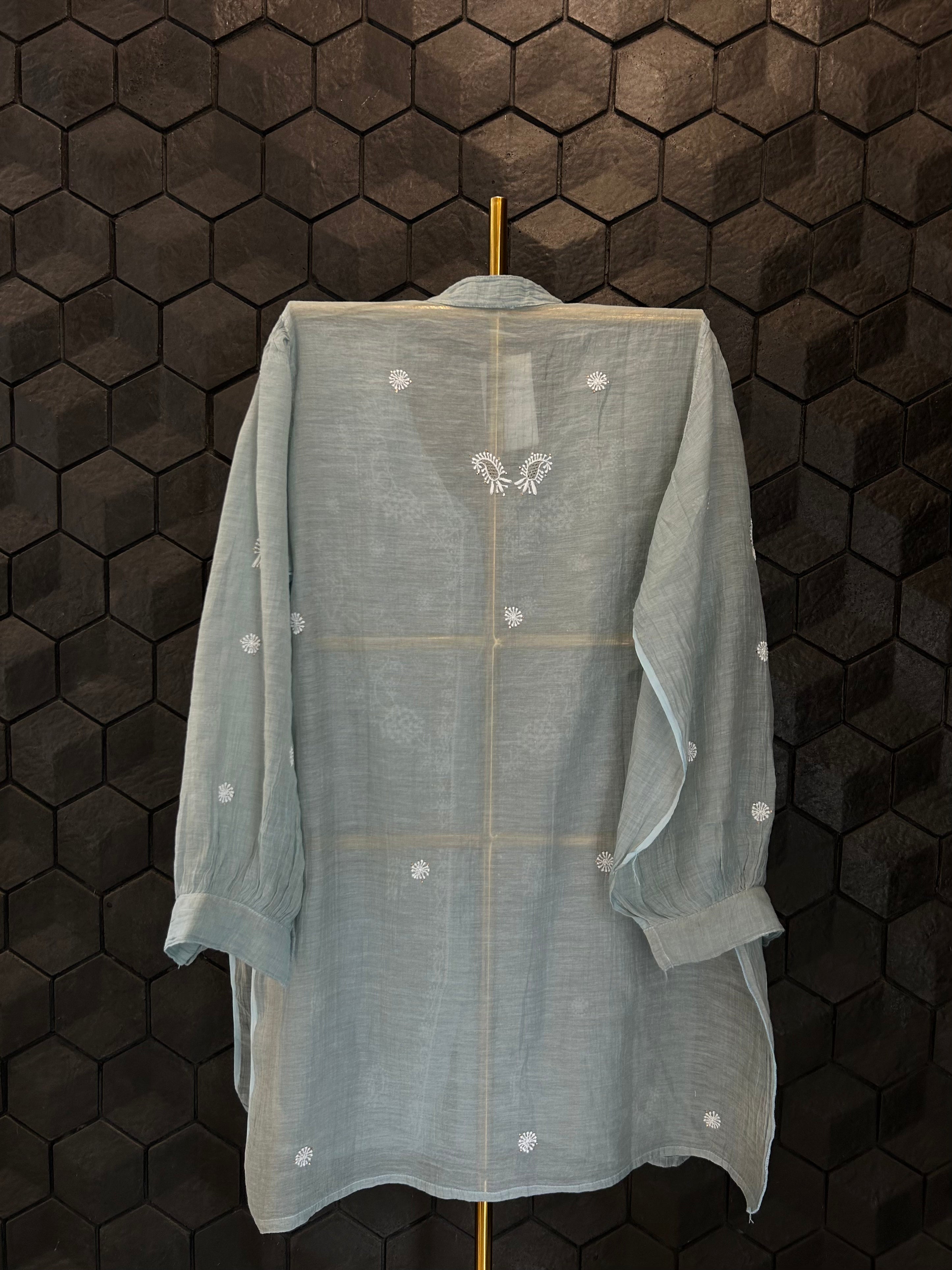 Blue Golden Tissue Chikankari and Mukaish Co-ord sets