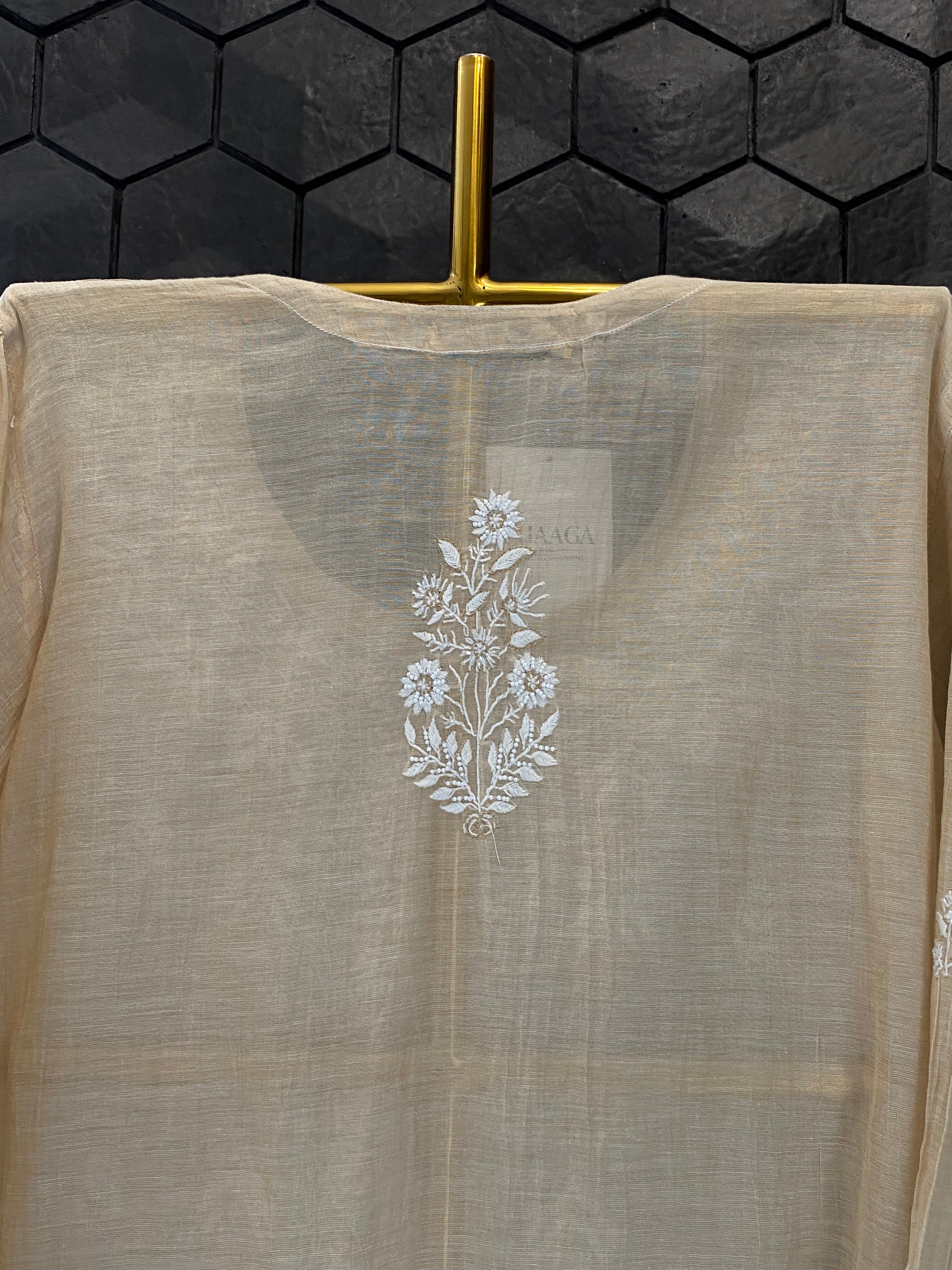 Golden Tissue Chikankari Co-ord Set