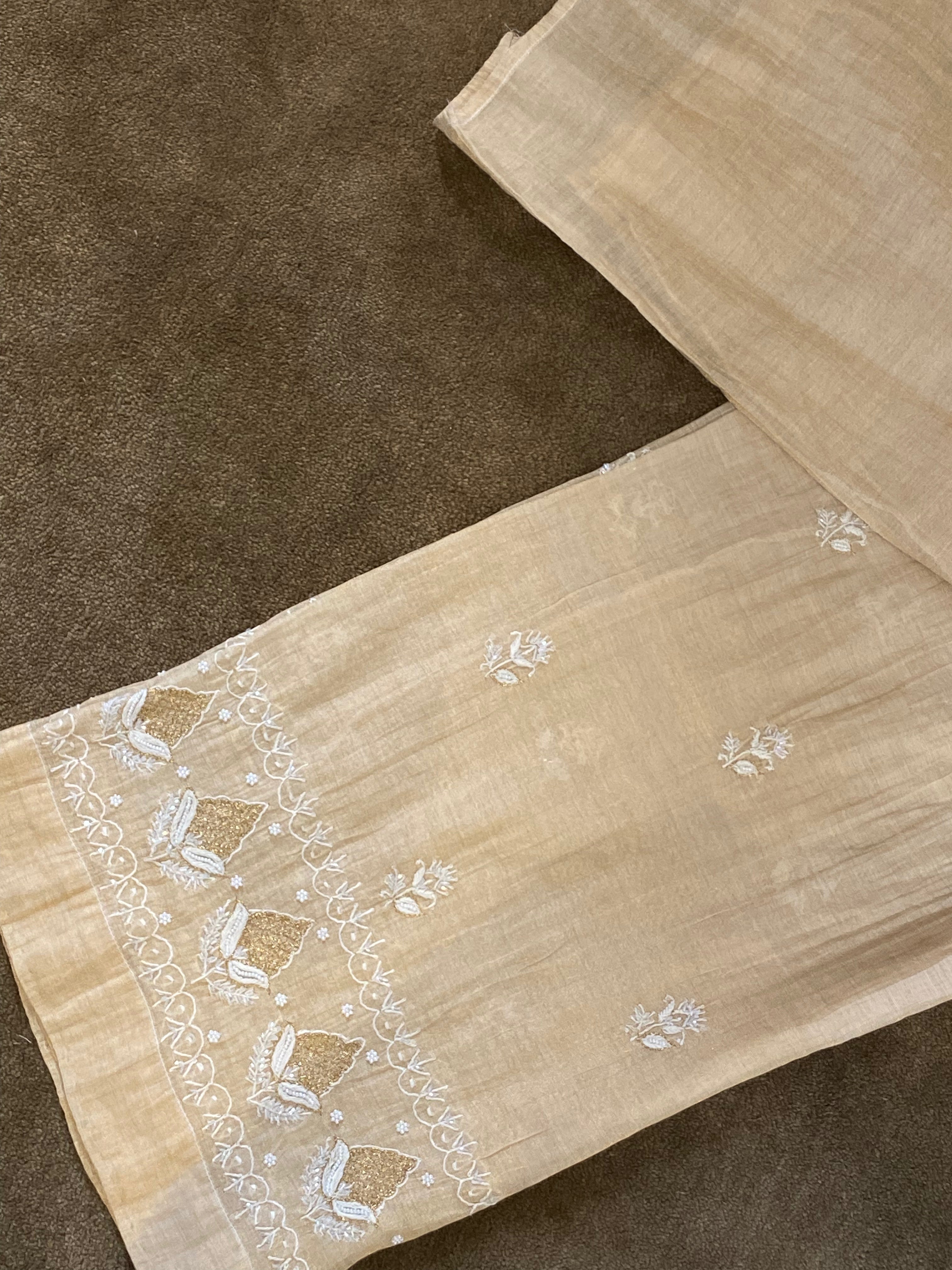 Golden Tissue Chikankari Co-ord Set