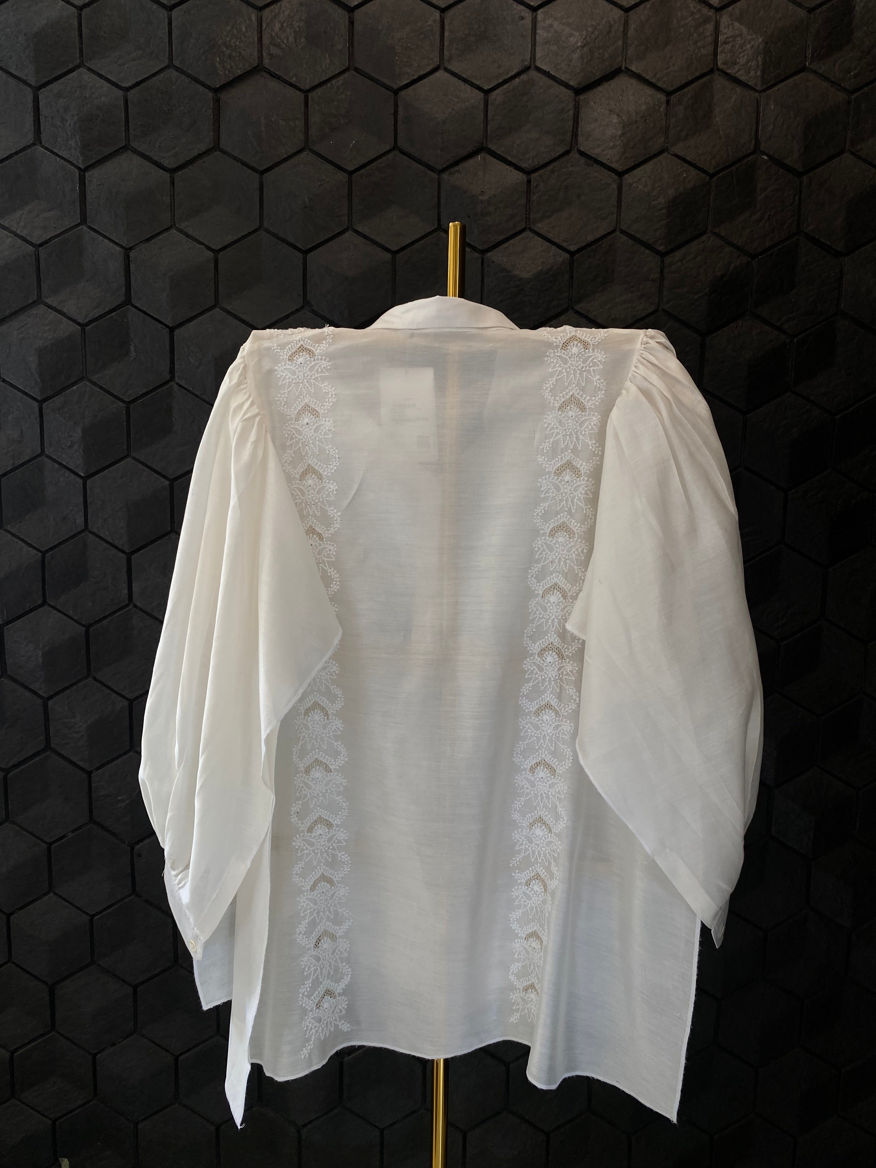 White Chanderi Chikankari Shirt