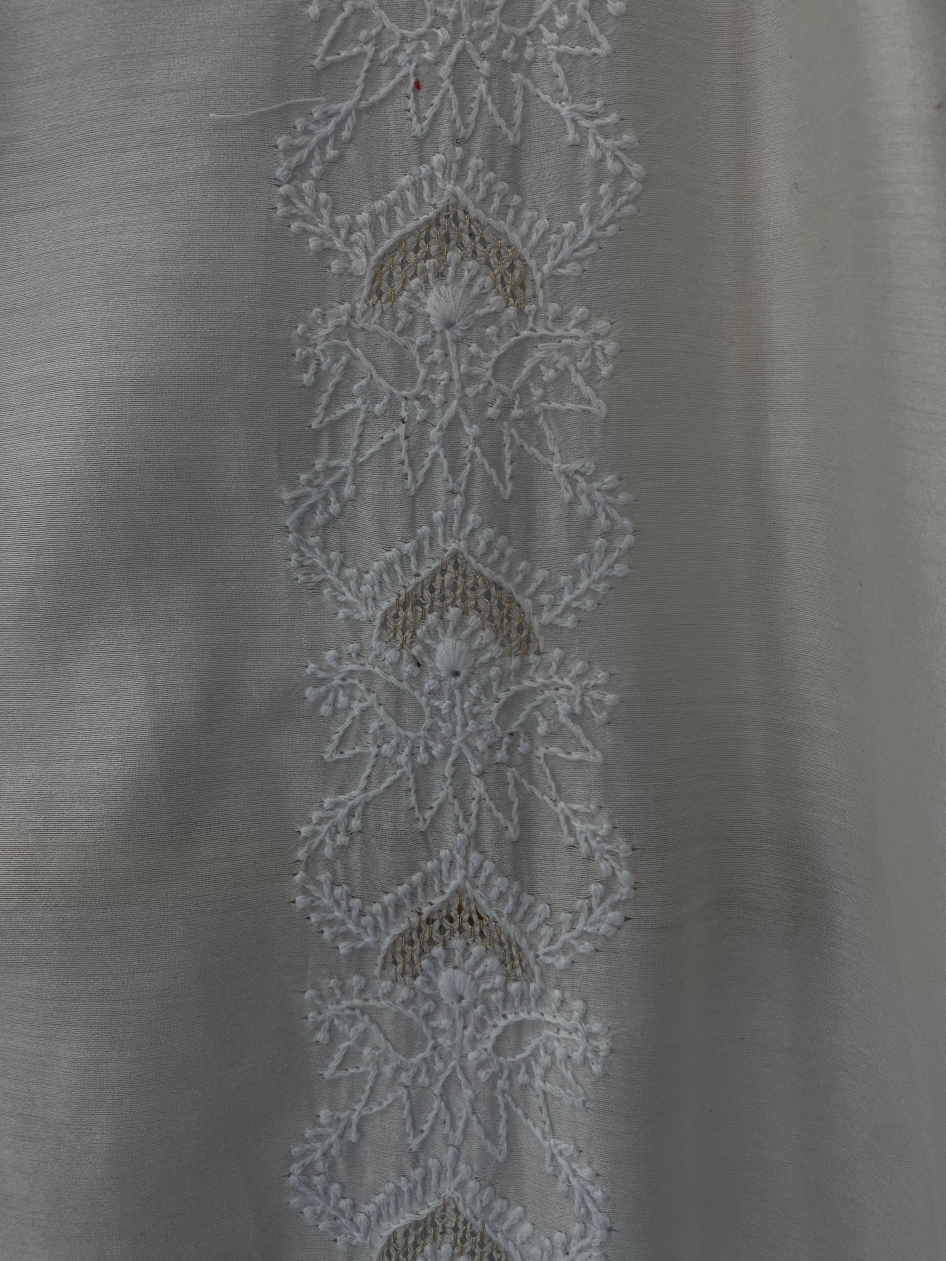 White Chanderi Chikankari Shirt