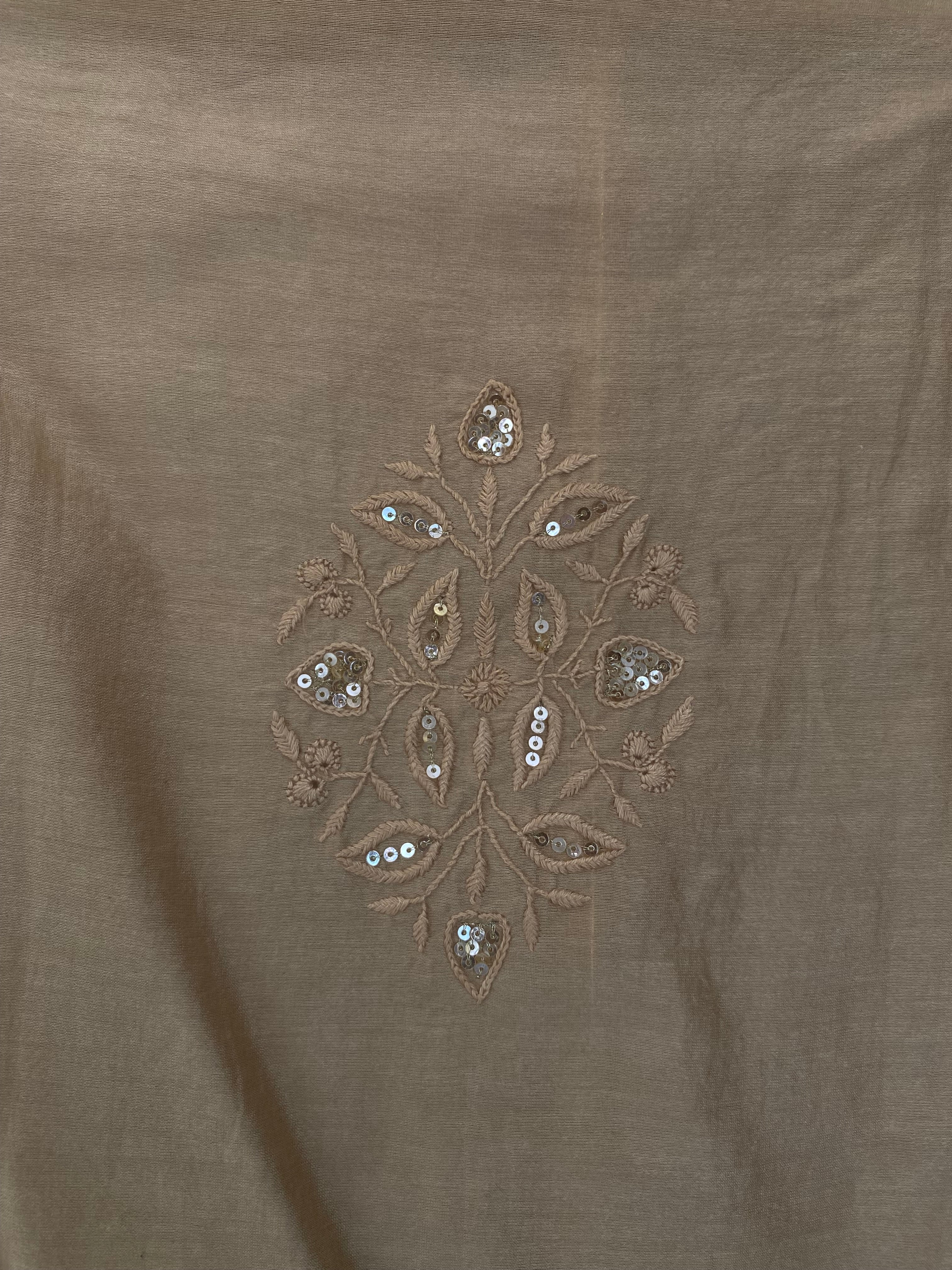 Brown Chanderi Chikankari Shirt