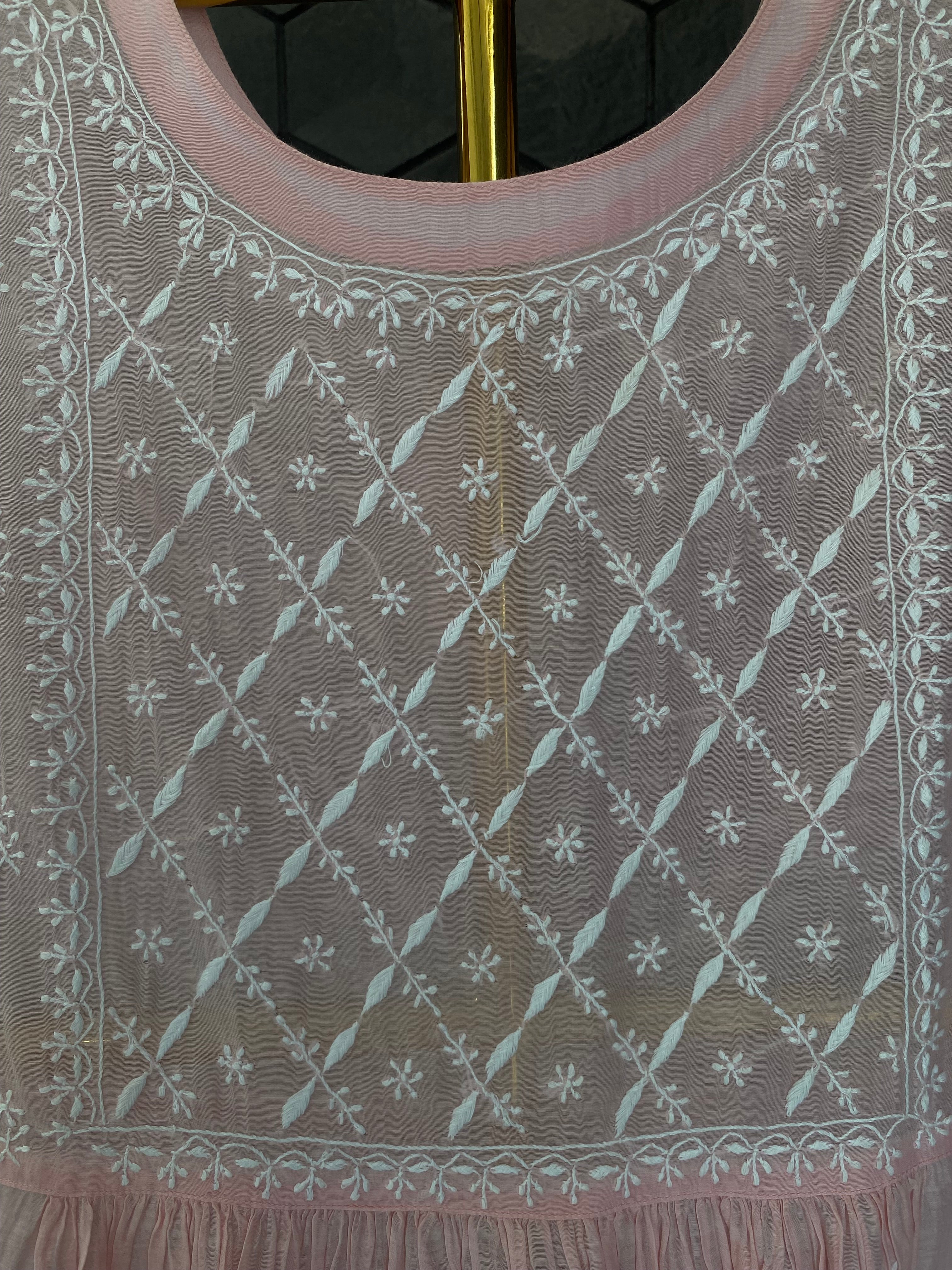 Pink Soft Chanderi Sleeveless Dress