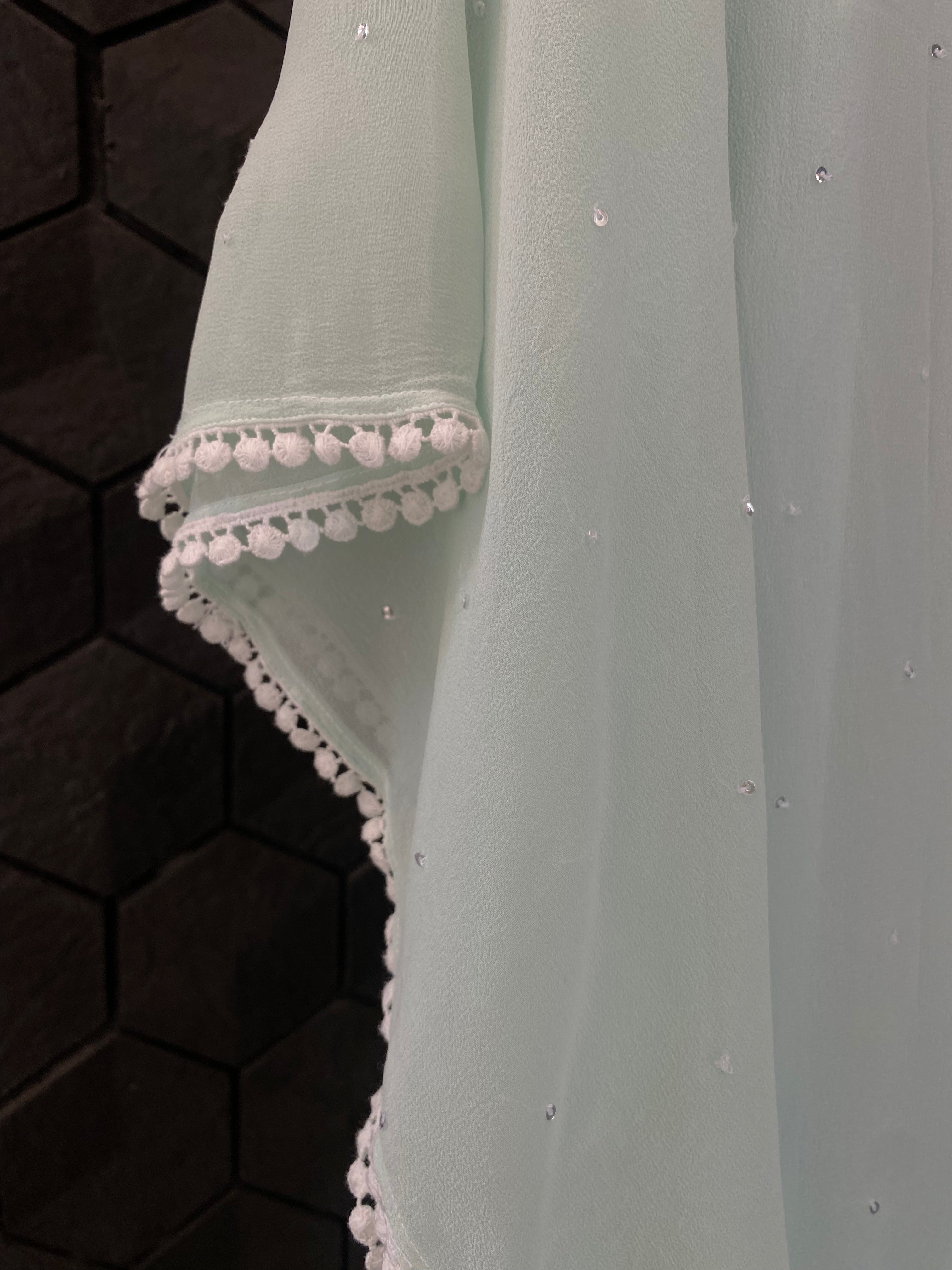 Aqua Georgette Chikankari Kaftan