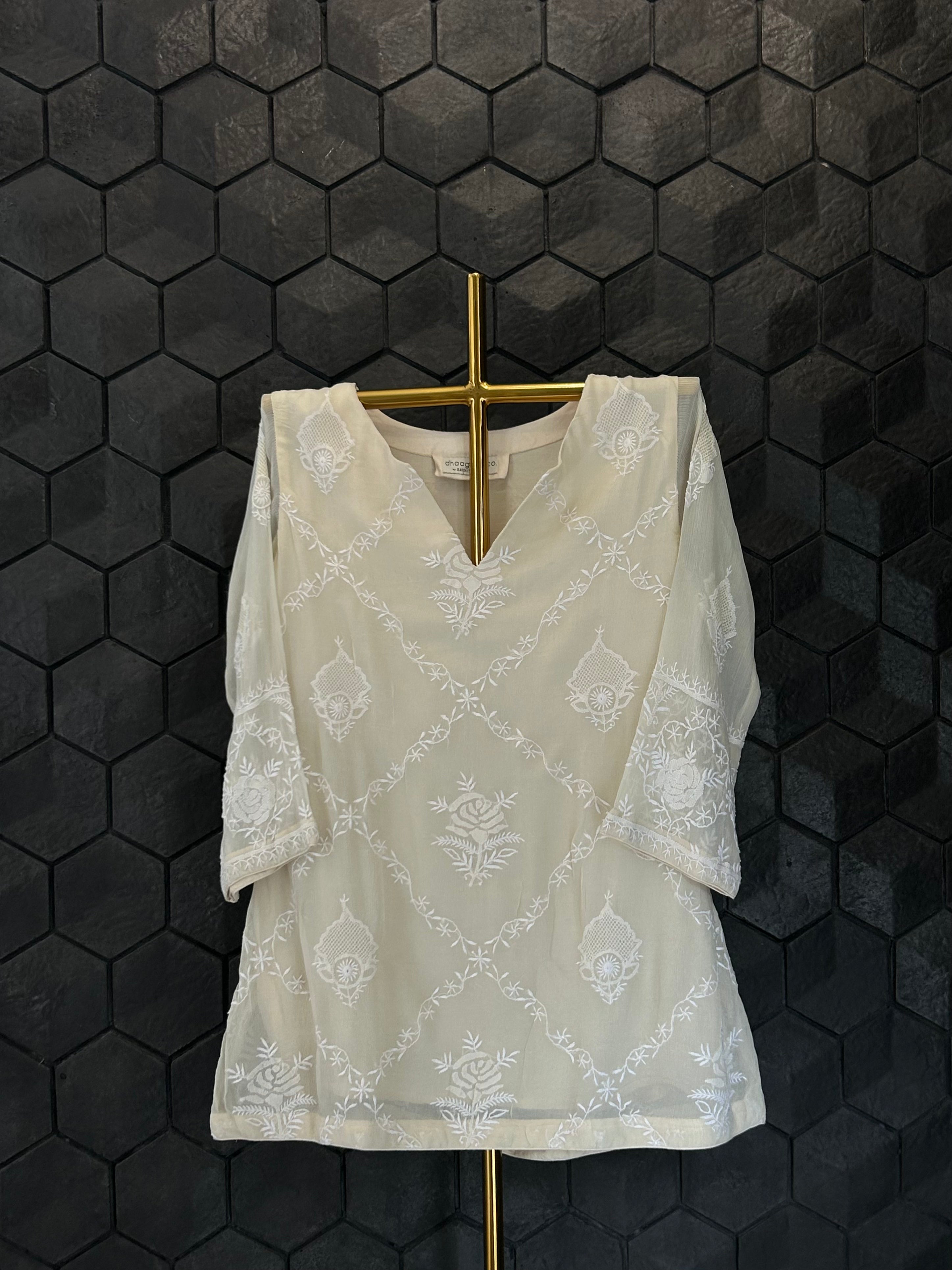 Premium Ivory Chiffon Do-taar Chikankari Co-ord sets
