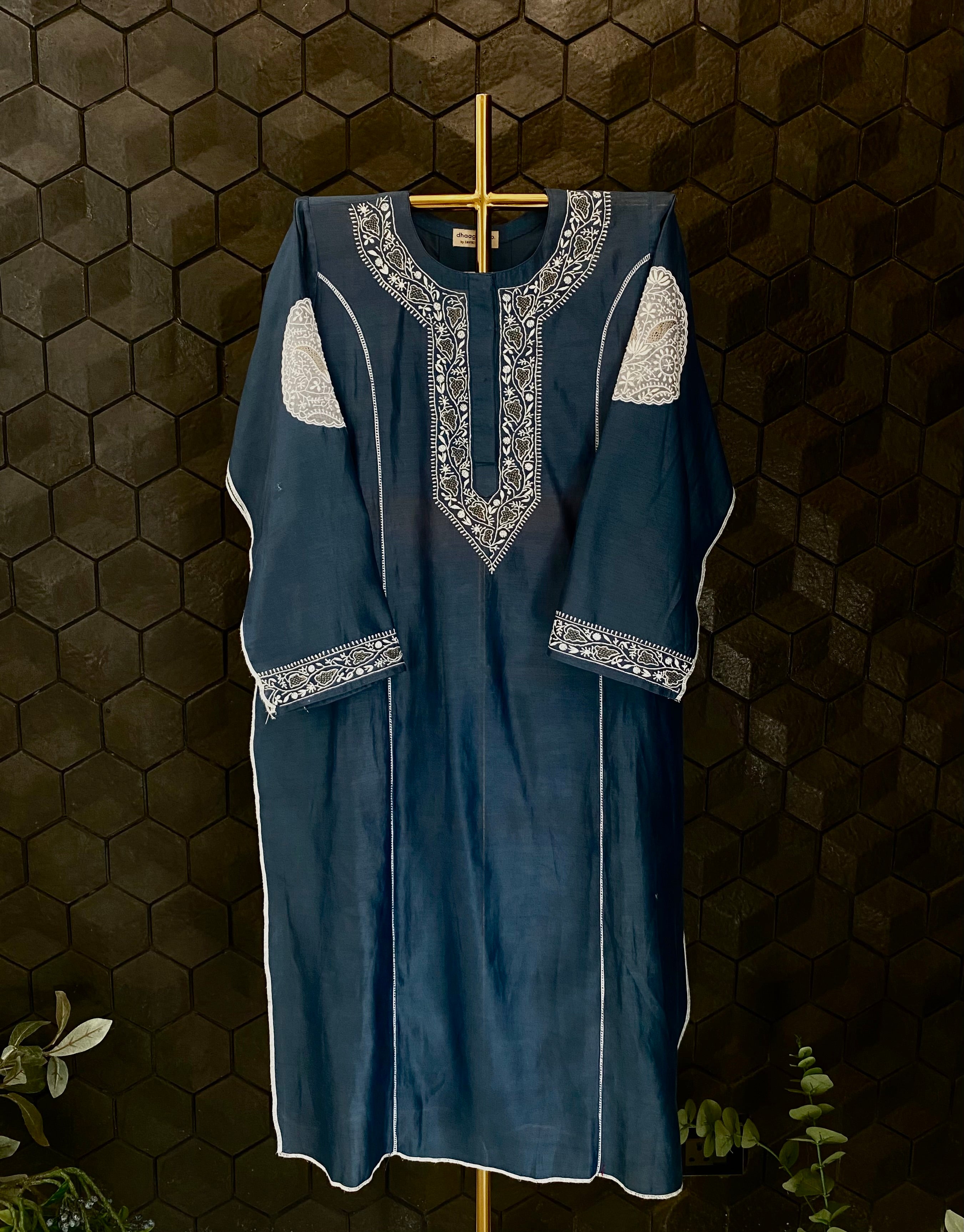 Cobalt Blue Chanderi Chikankari Co-ord sets