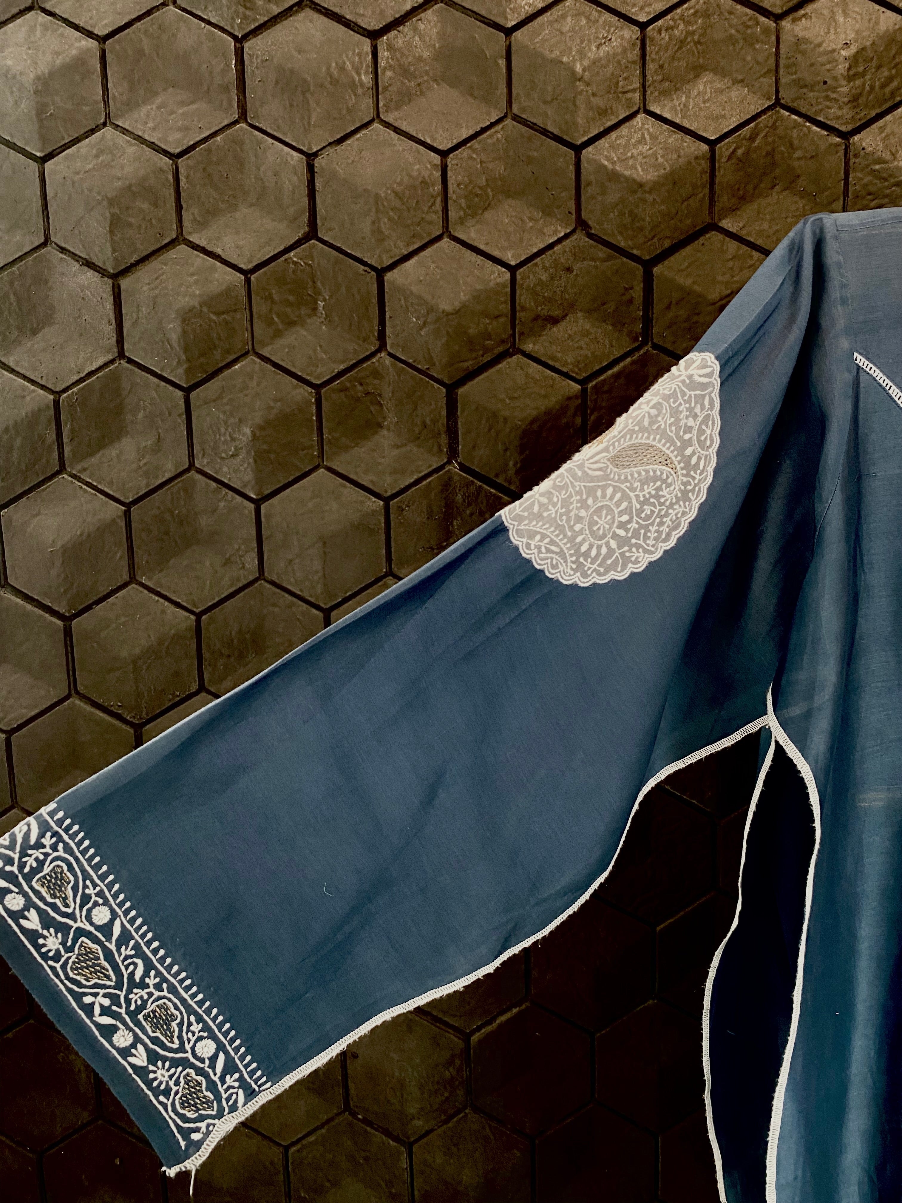 Cobalt Blue Chanderi Chikankari Co-ord sets