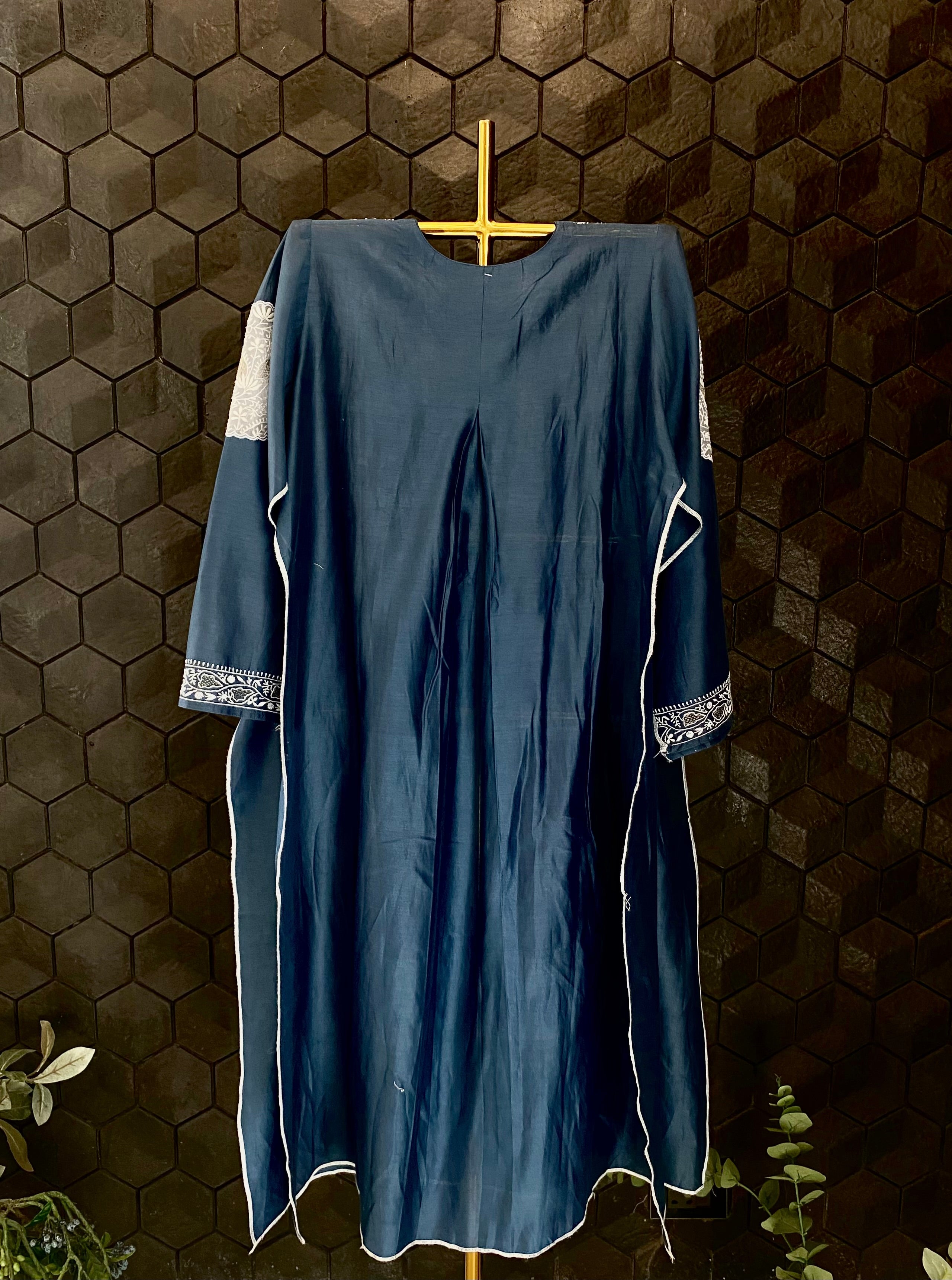 Cobalt Blue Chanderi Chikankari Co-ord sets