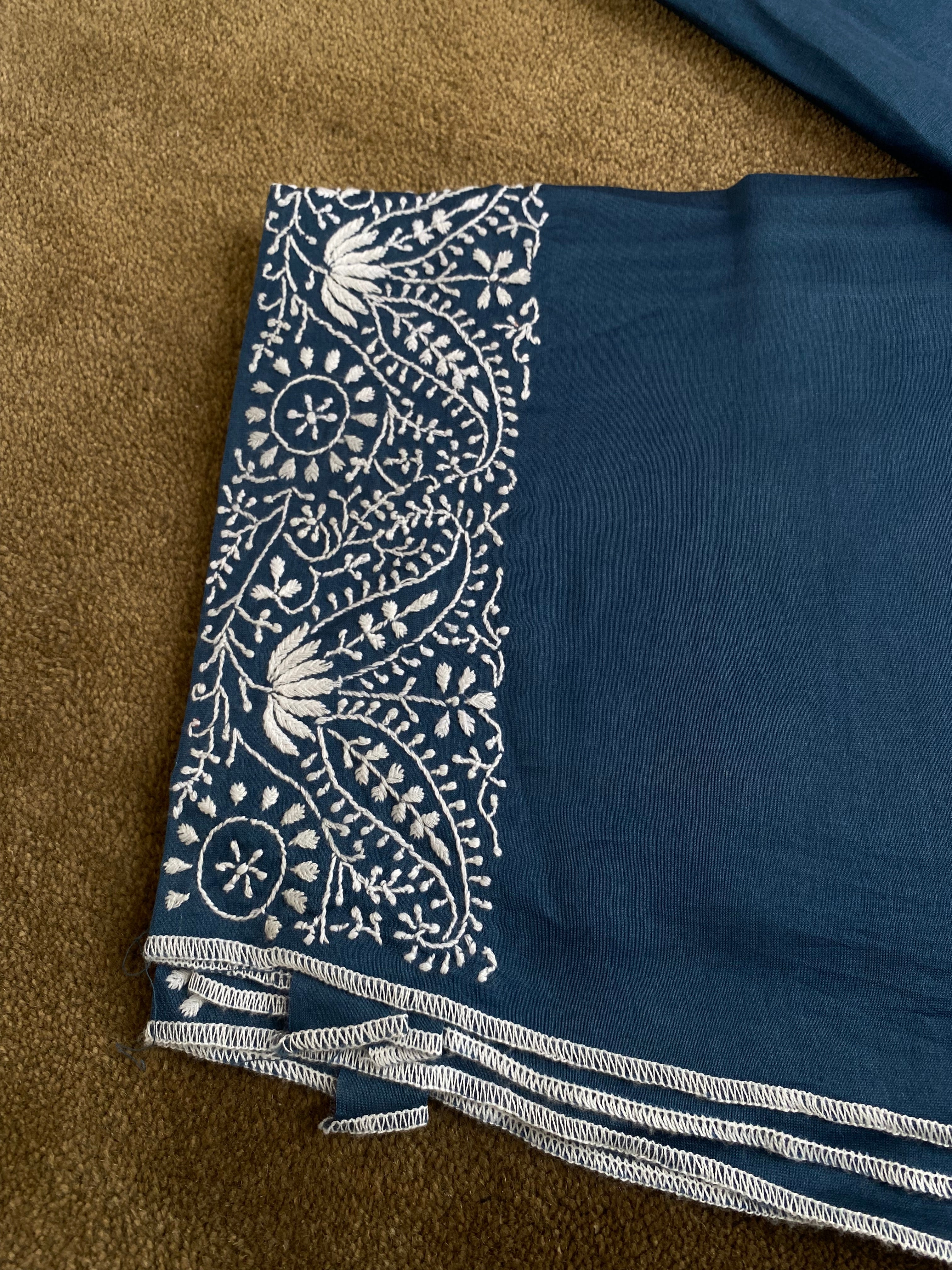 Cobalt Blue Chanderi Chikankari Co-ord sets