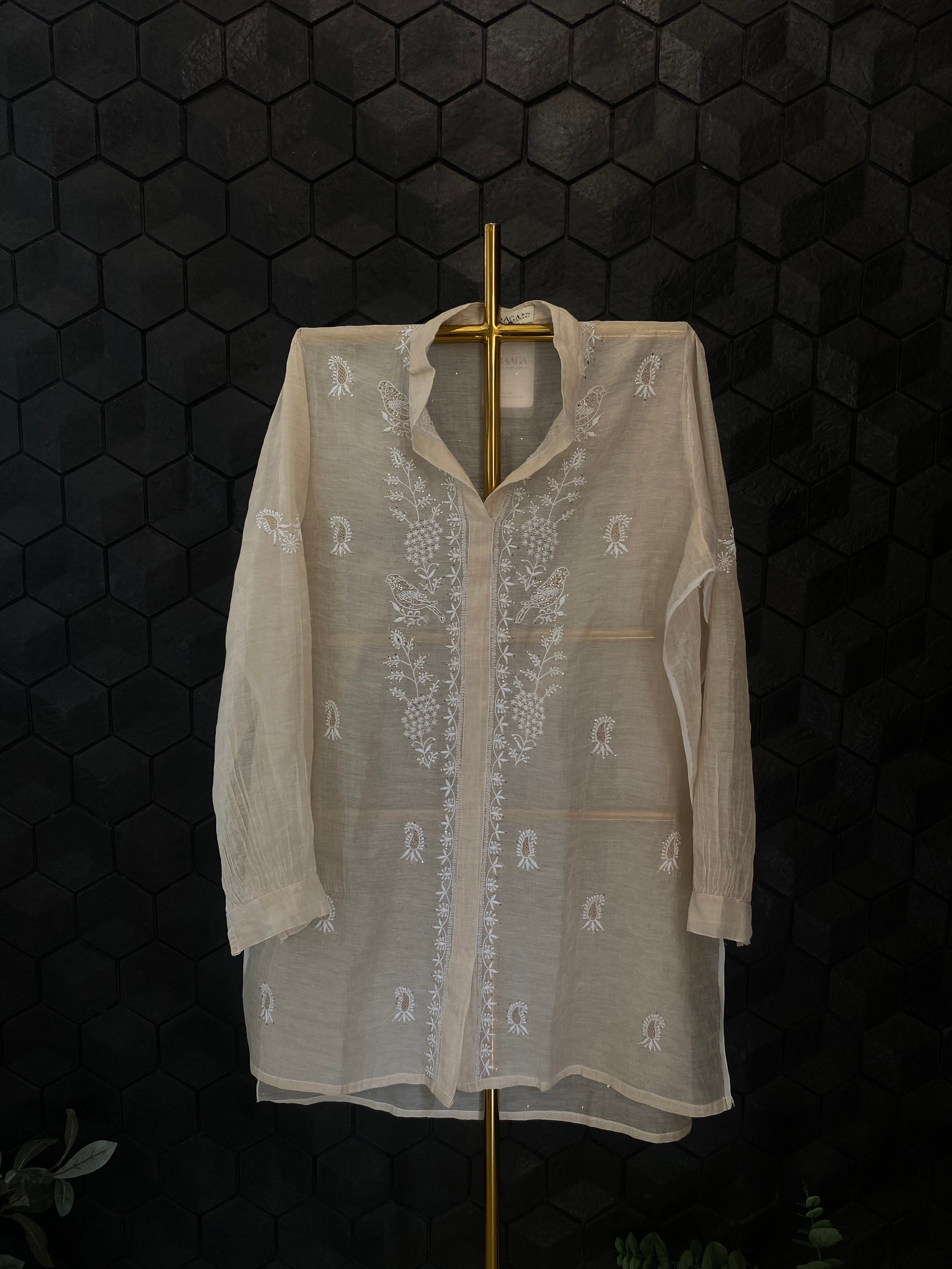 Beige Tissue Chikankari Co-ord sets
