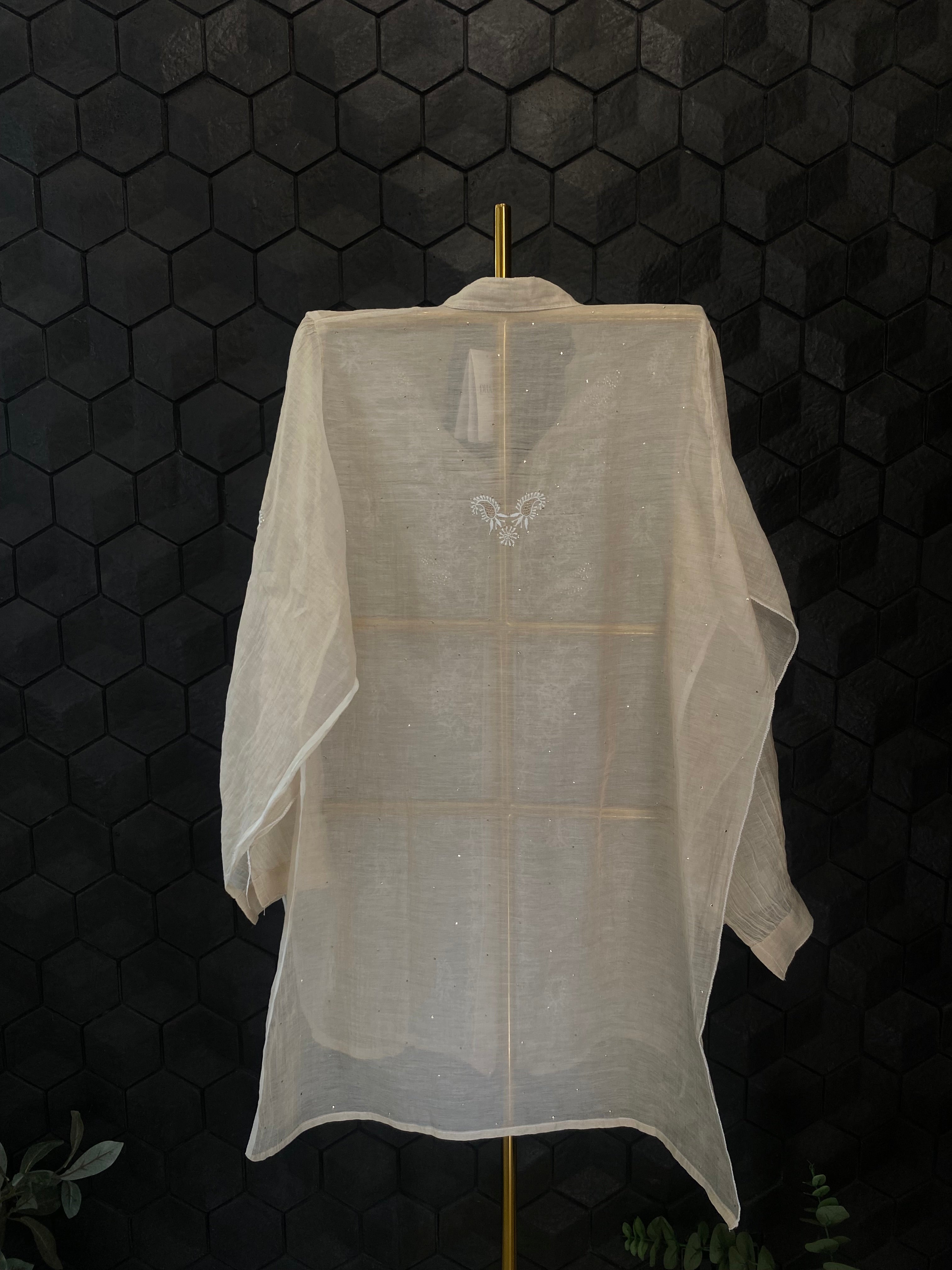 Beige Tissue Chikankari Co-ord sets