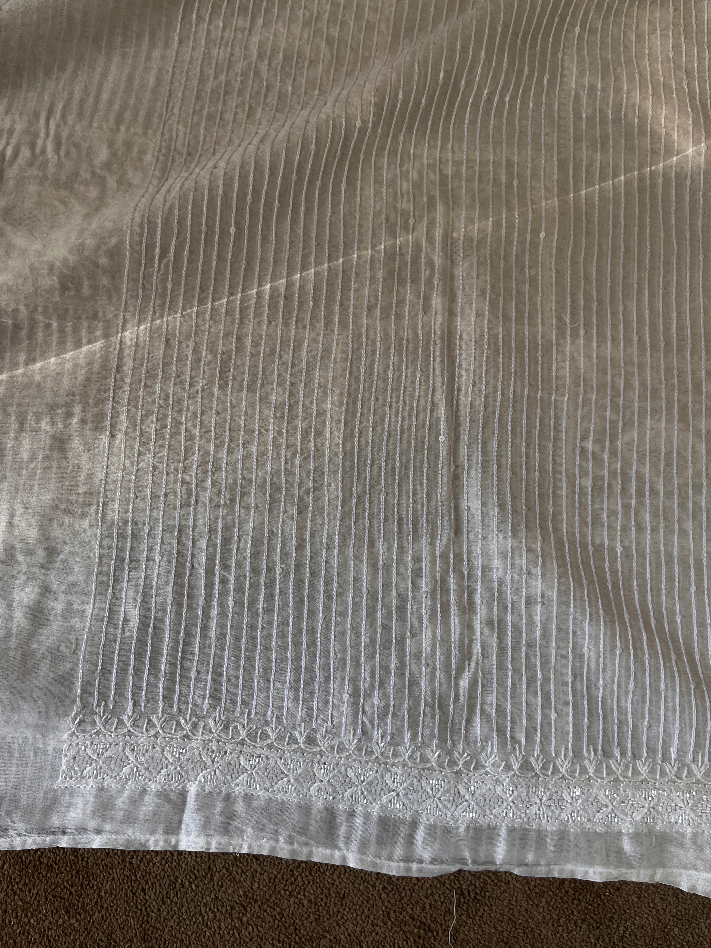 Beige Chanderi Chikankari Mens Kurta