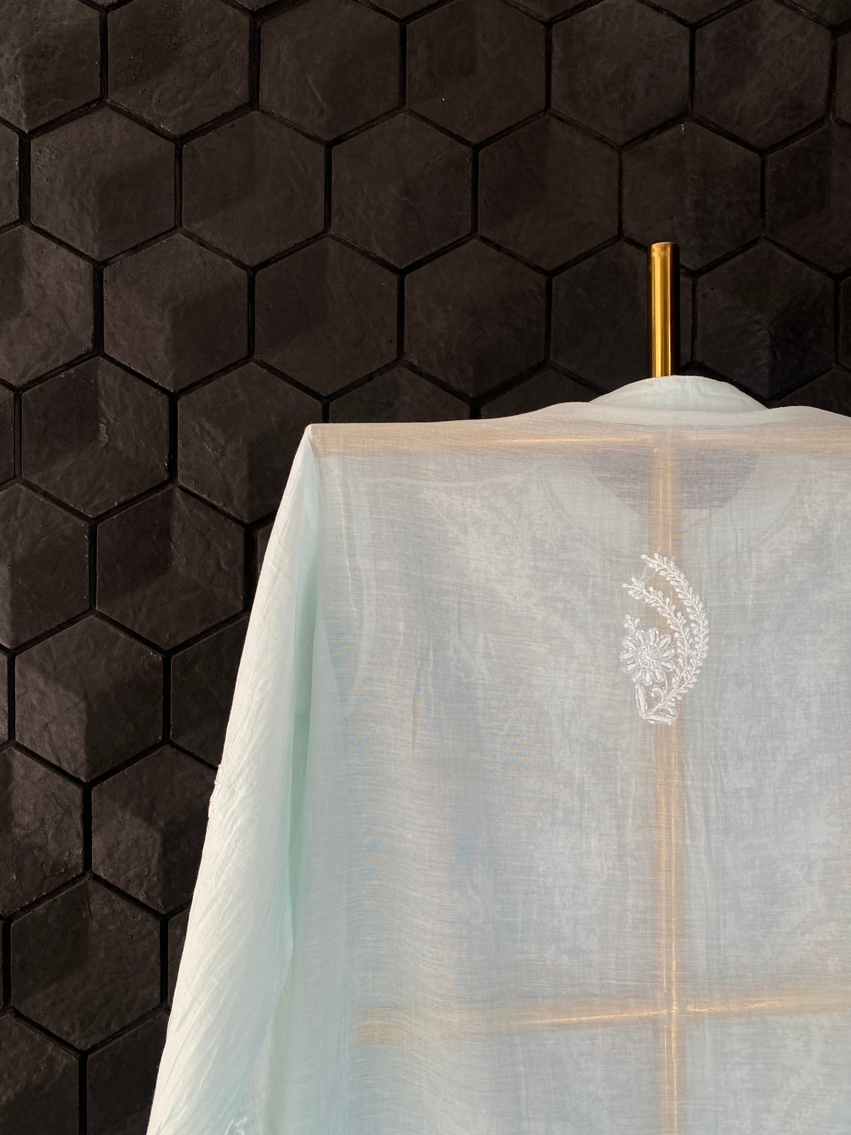 Sea Green Mul Chanderi Chikankari Shirt