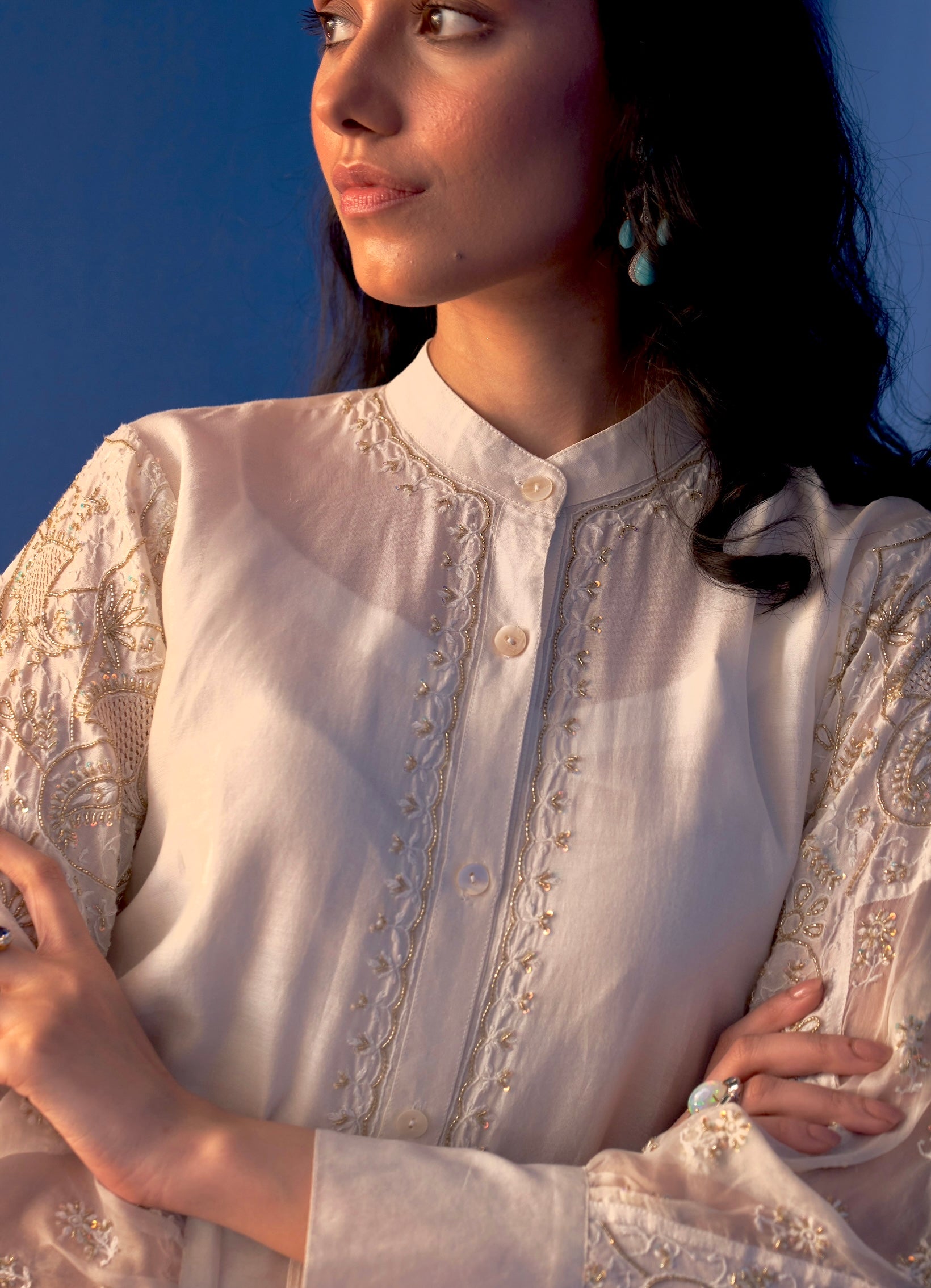 White Chanderi Premium Chikankari Co-ord sets