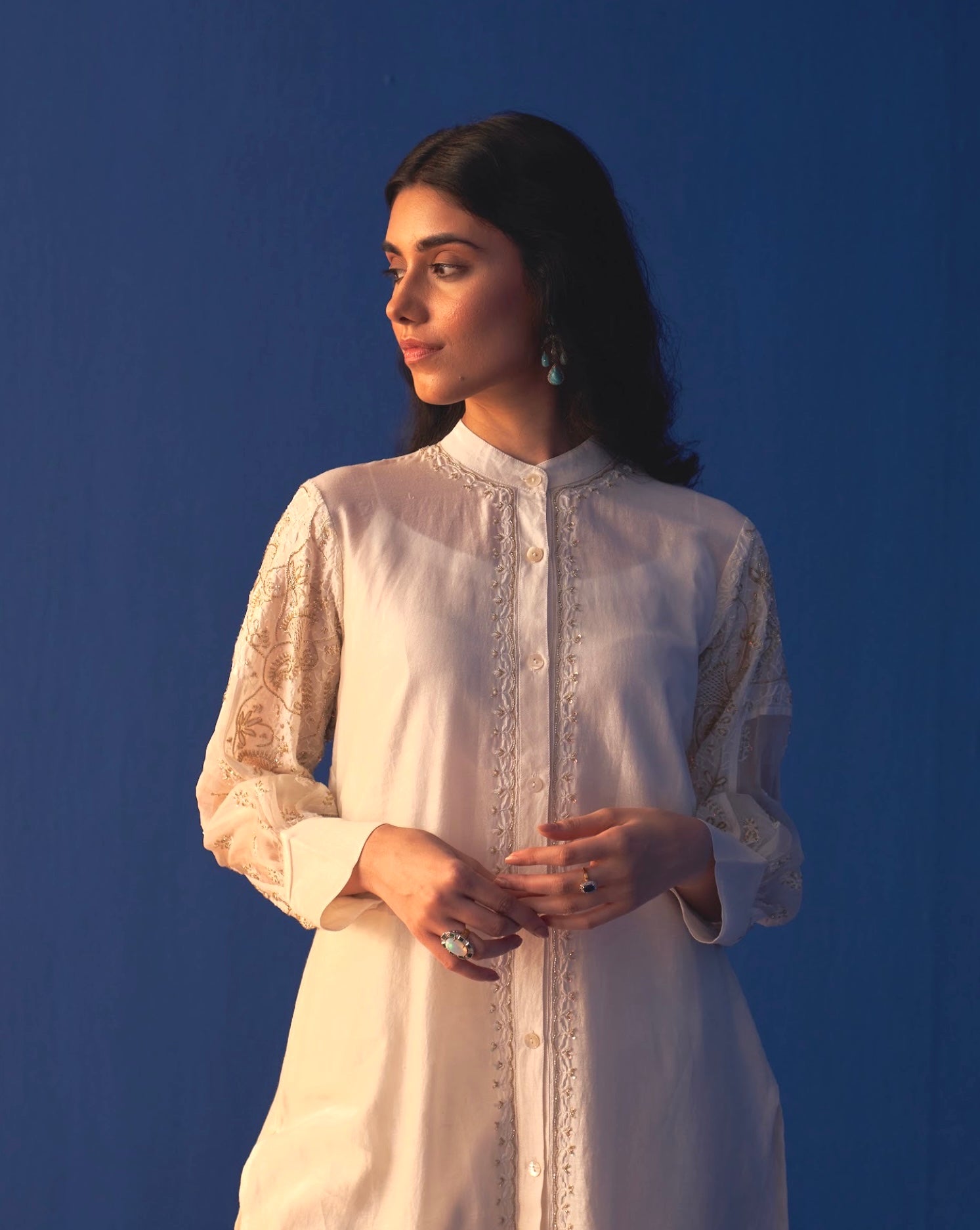 White Chanderi Premium Chikankari Co-ord sets