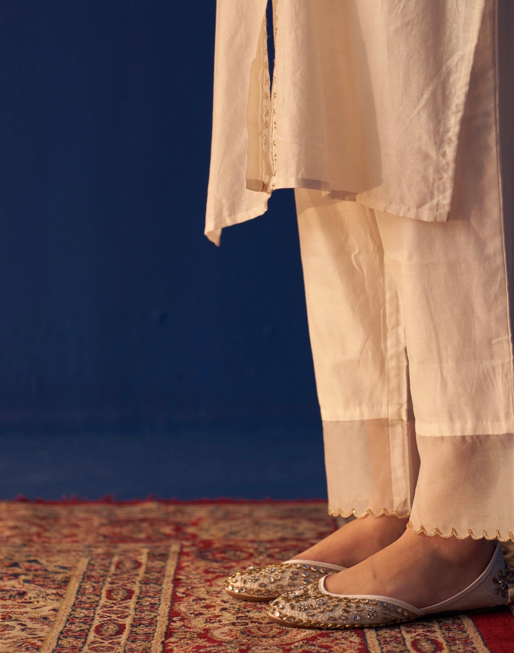 White Chanderi Premium Chikankari Co-ord sets