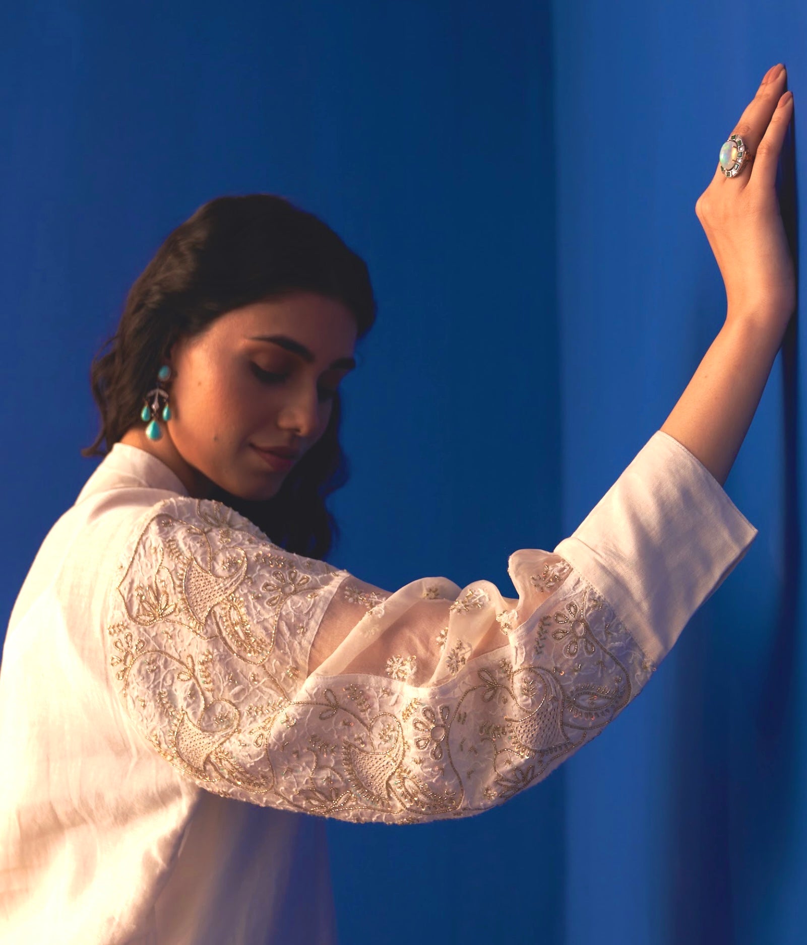 White Chanderi Premium Chikankari Co-ord sets