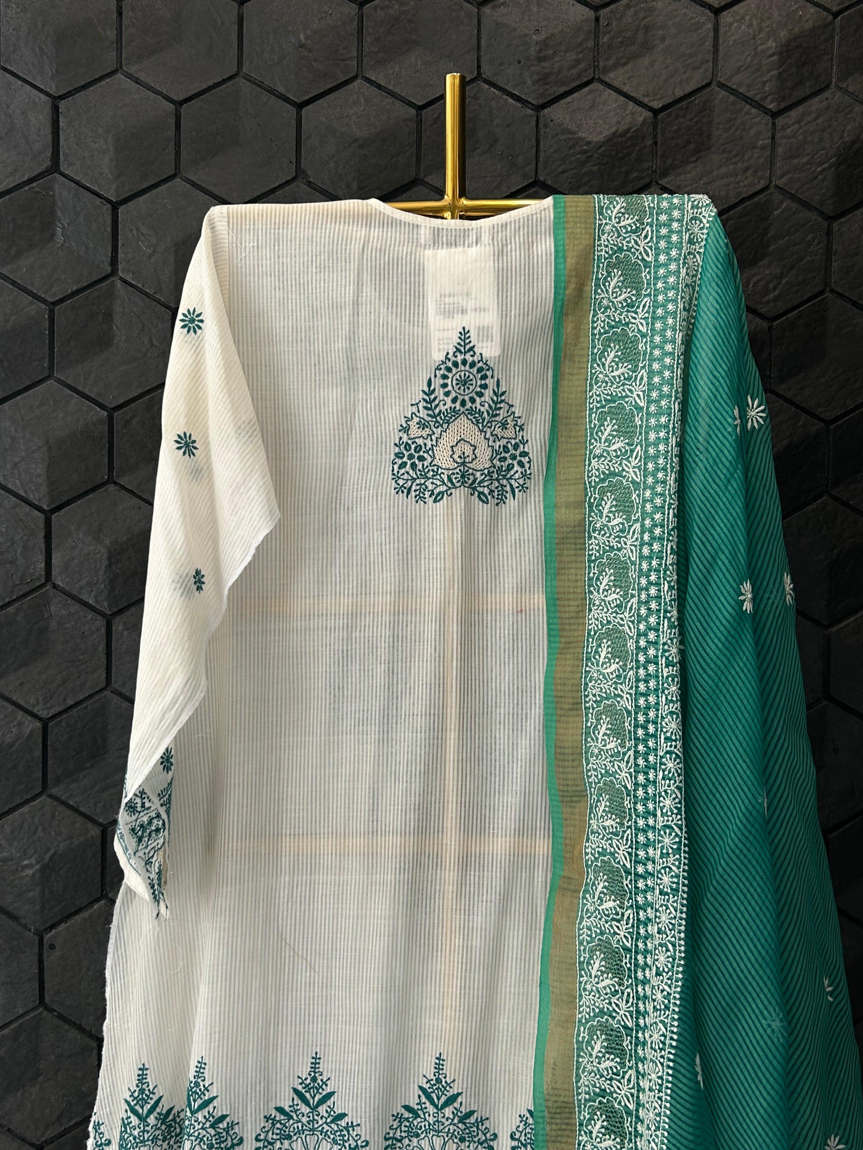 White Maheshwari Chikankari Kurta Set
