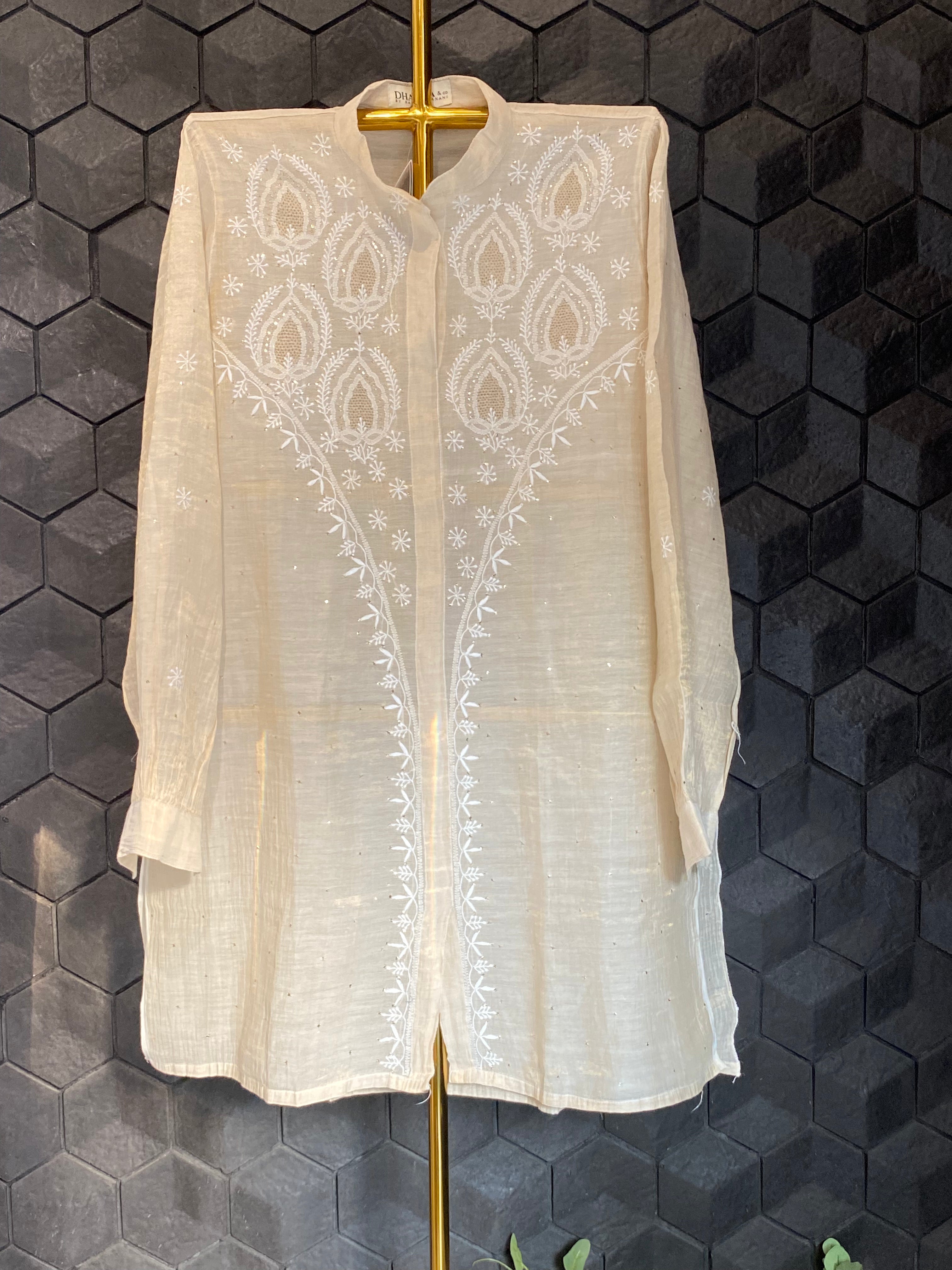 Gold Tissue Chikankari Mukaish Co-ord sets