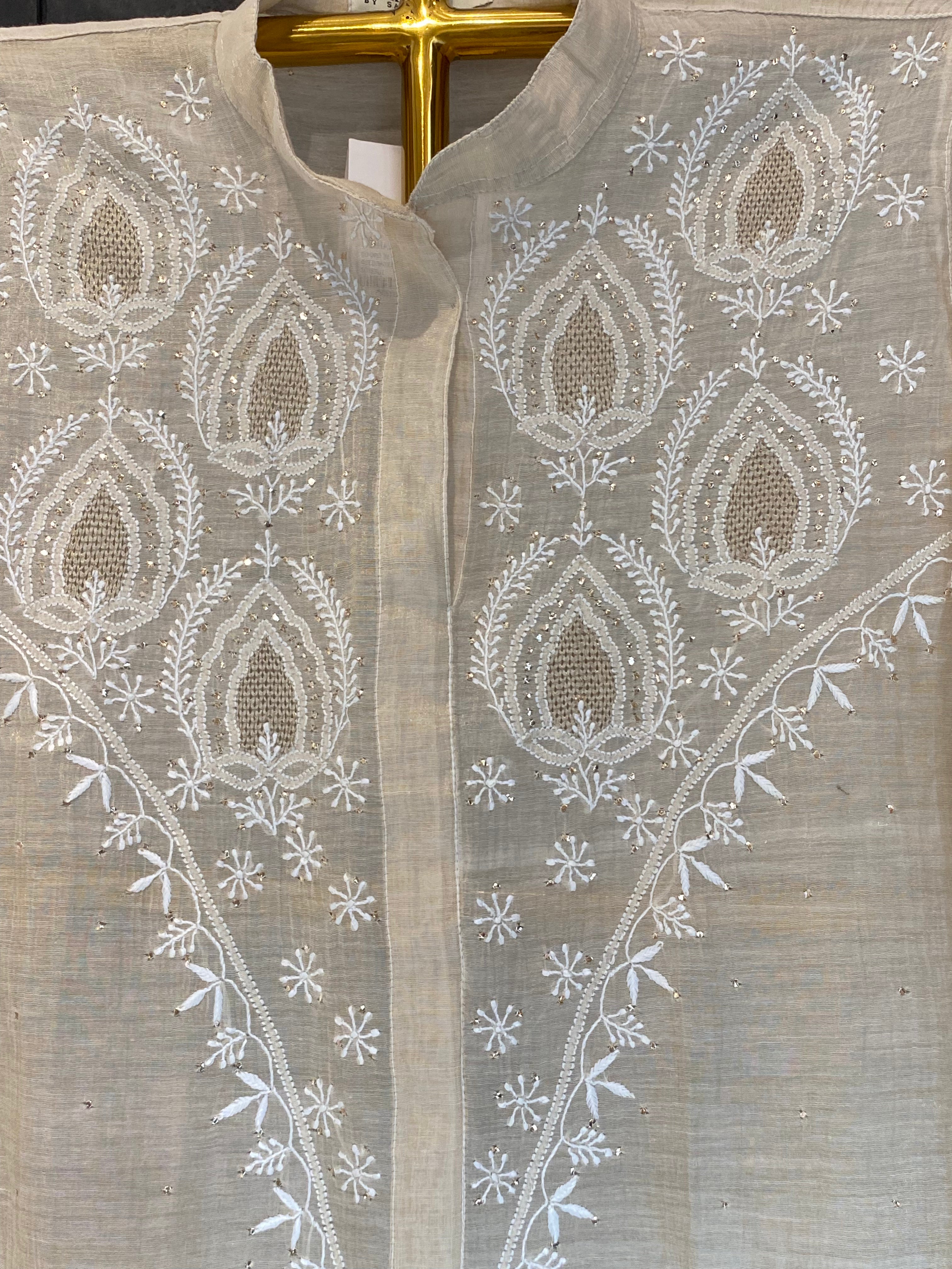 Gold Tissue Chikankari Mukaish Co-ord sets