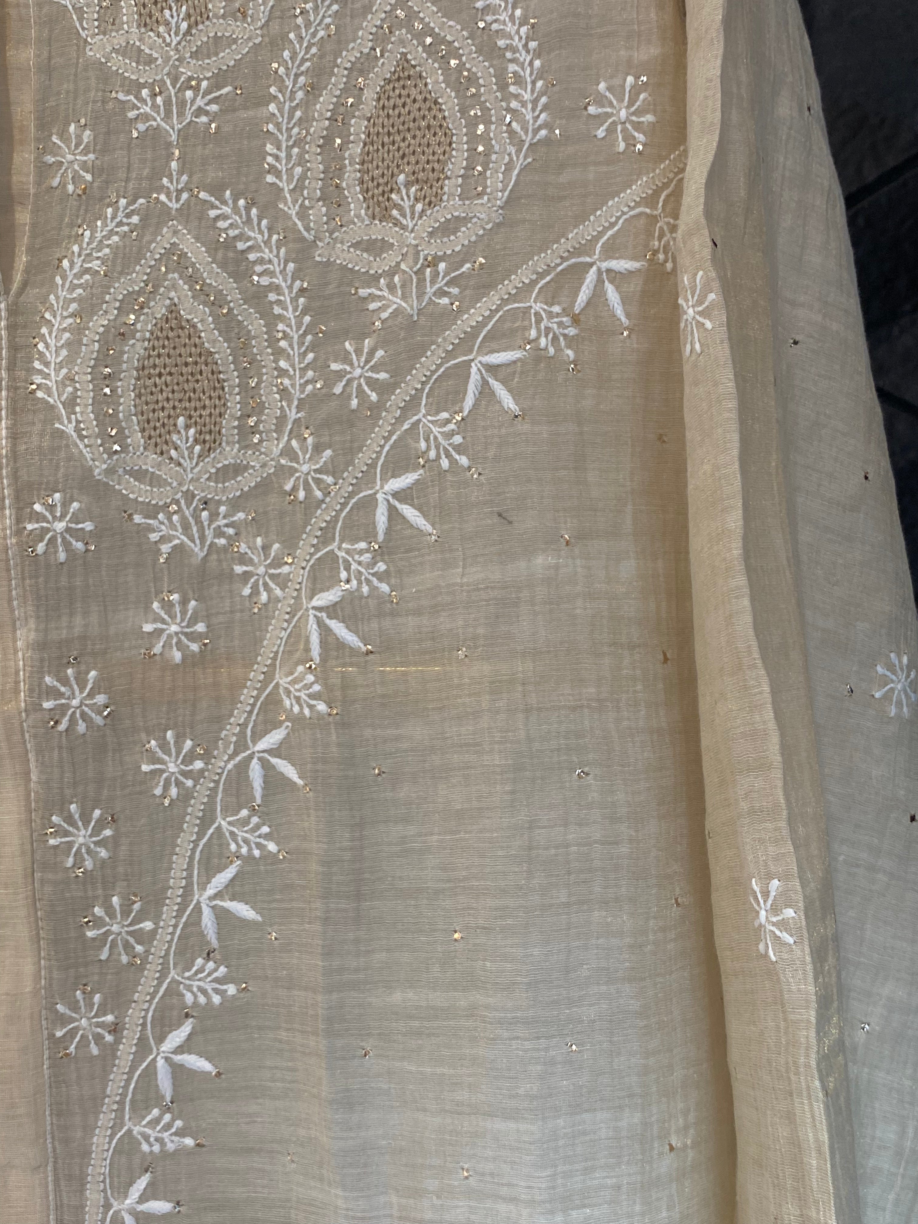 Gold Tissue Chikankari Mukaish Co-ord sets