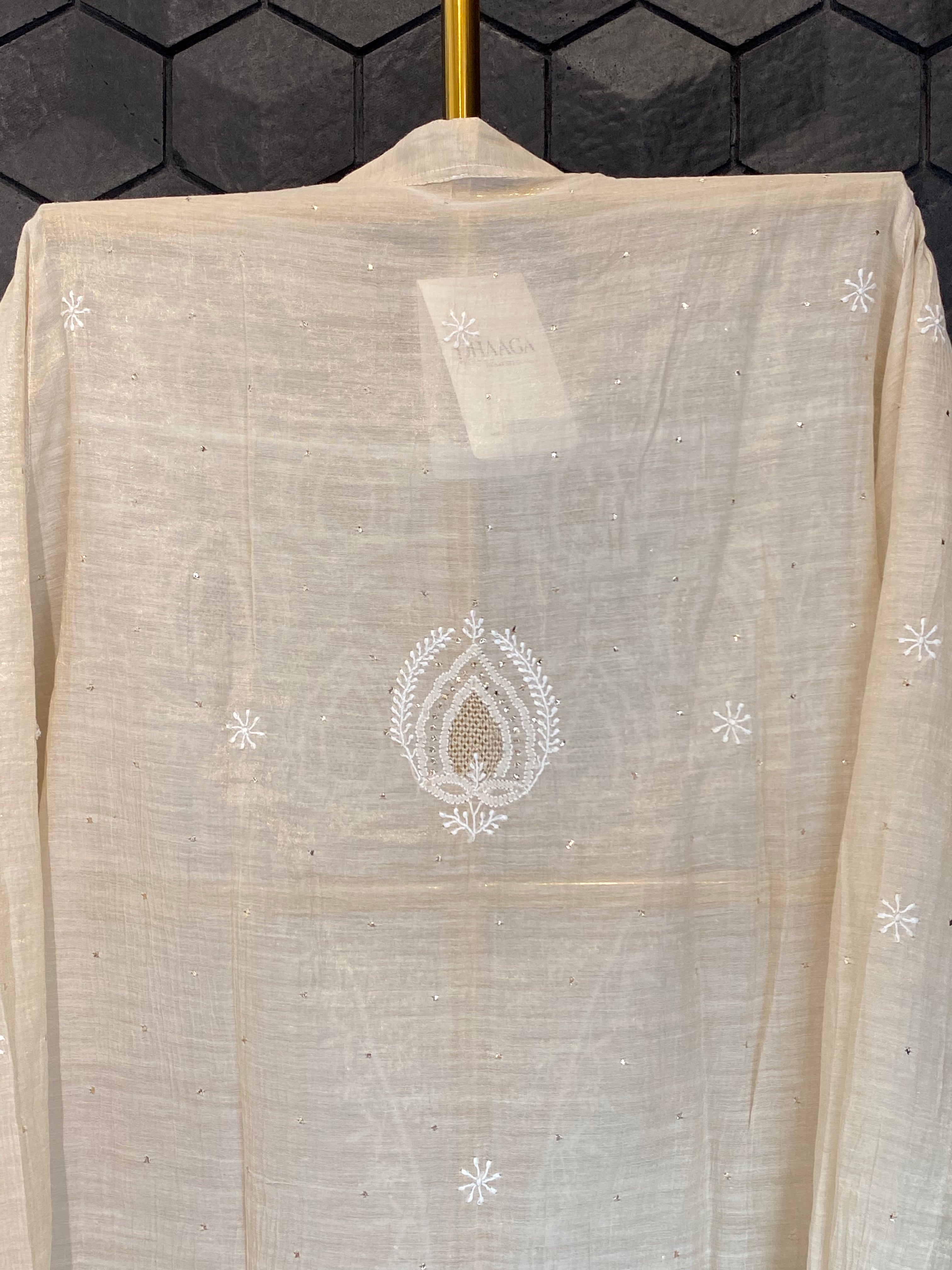 Gold Tissue Chikankari Mukaish Co-ord sets