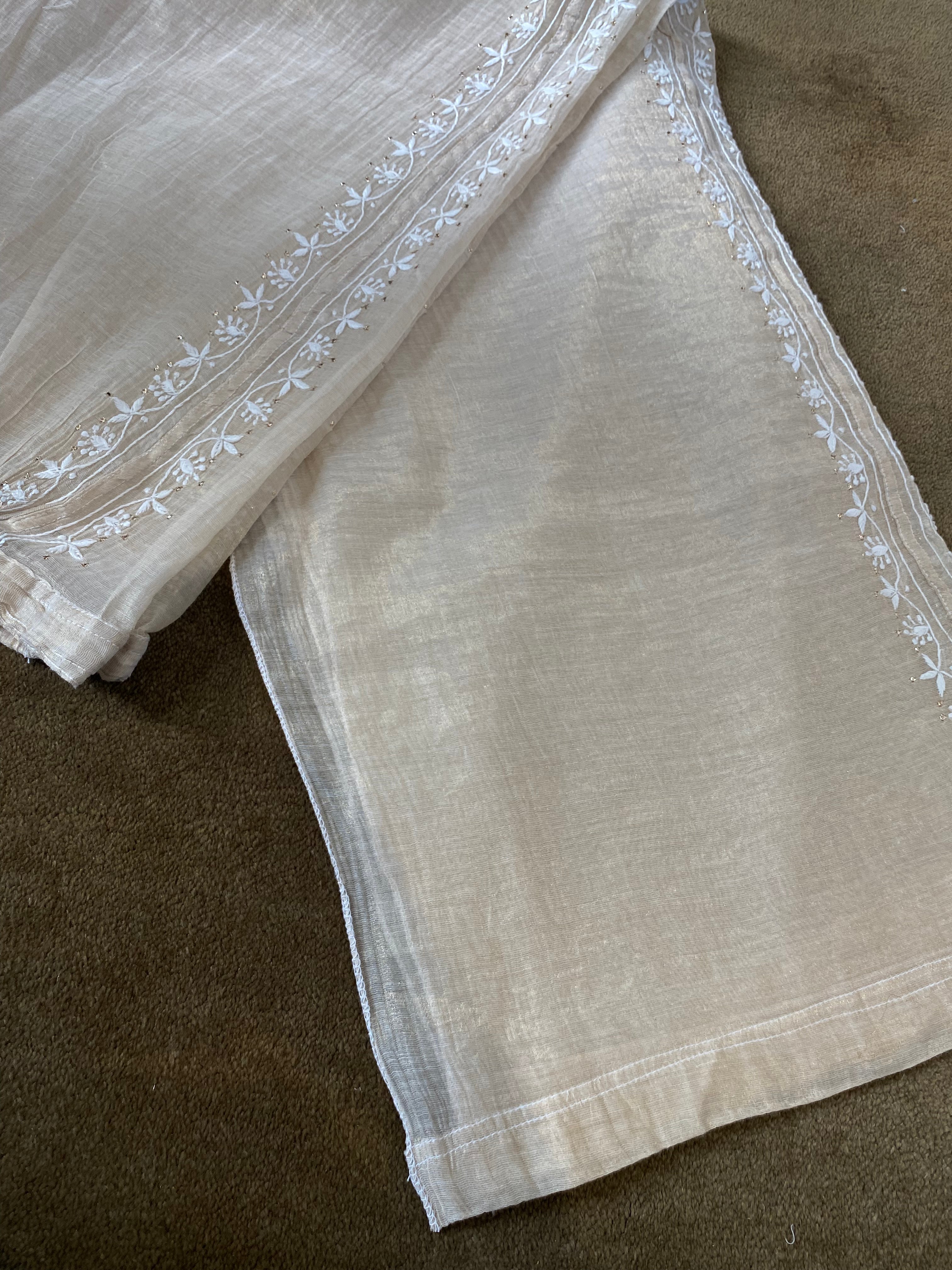 Gold Tissue Chikankari Mukaish Co-ord sets