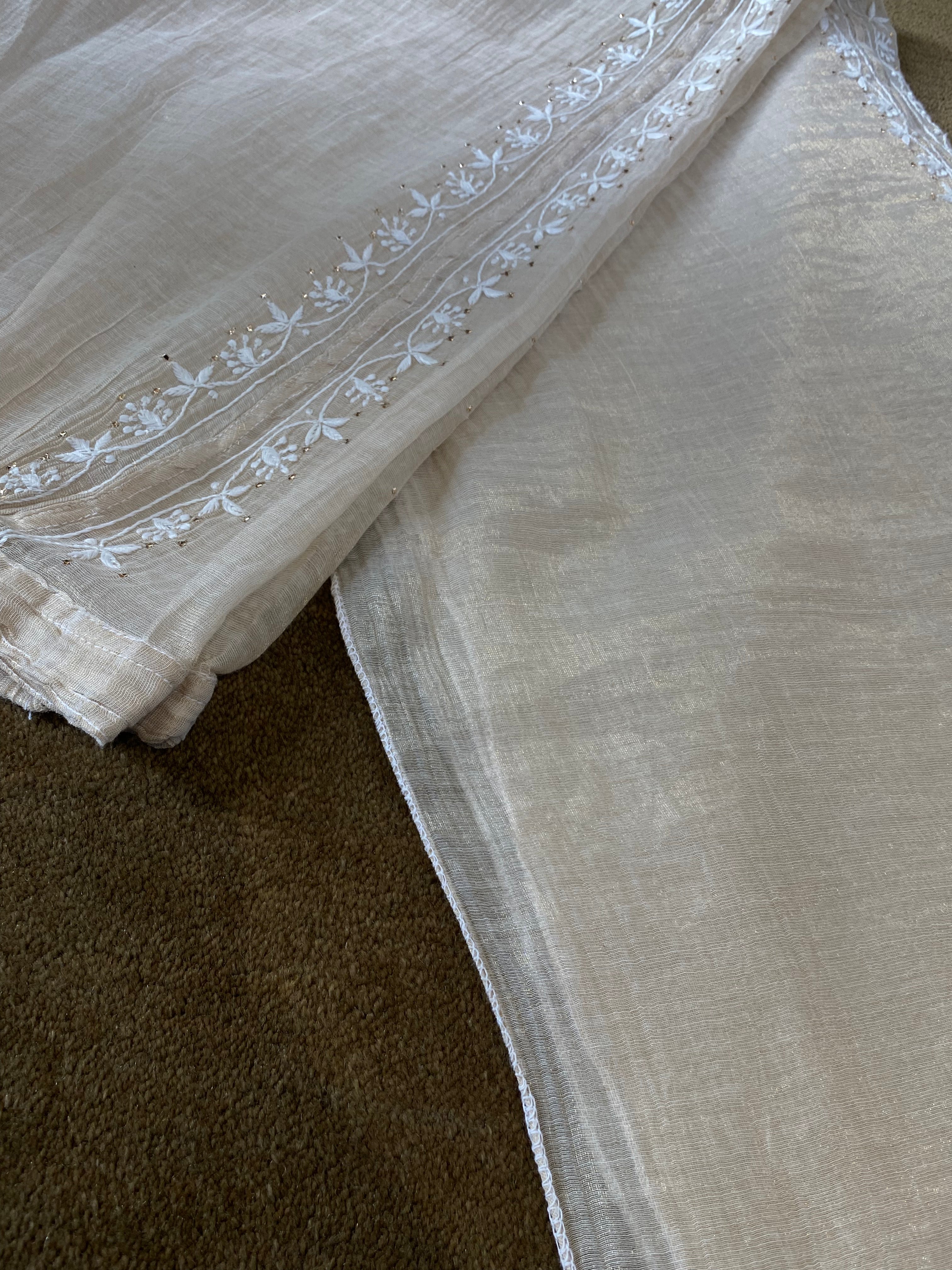 Gold Tissue Chikankari Mukaish Co-ord sets
