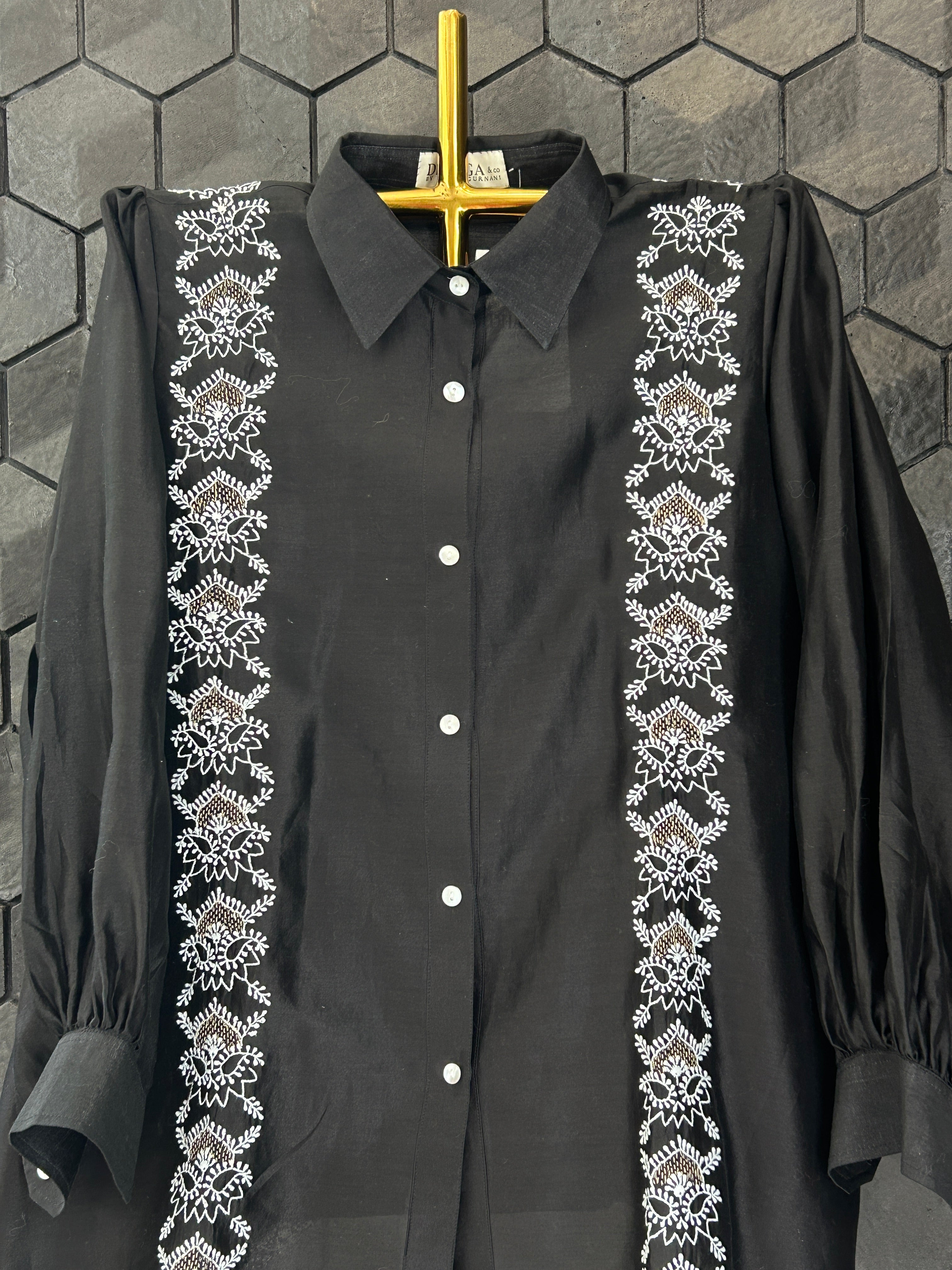 Black Chanderi Chikankari Co-ord sets