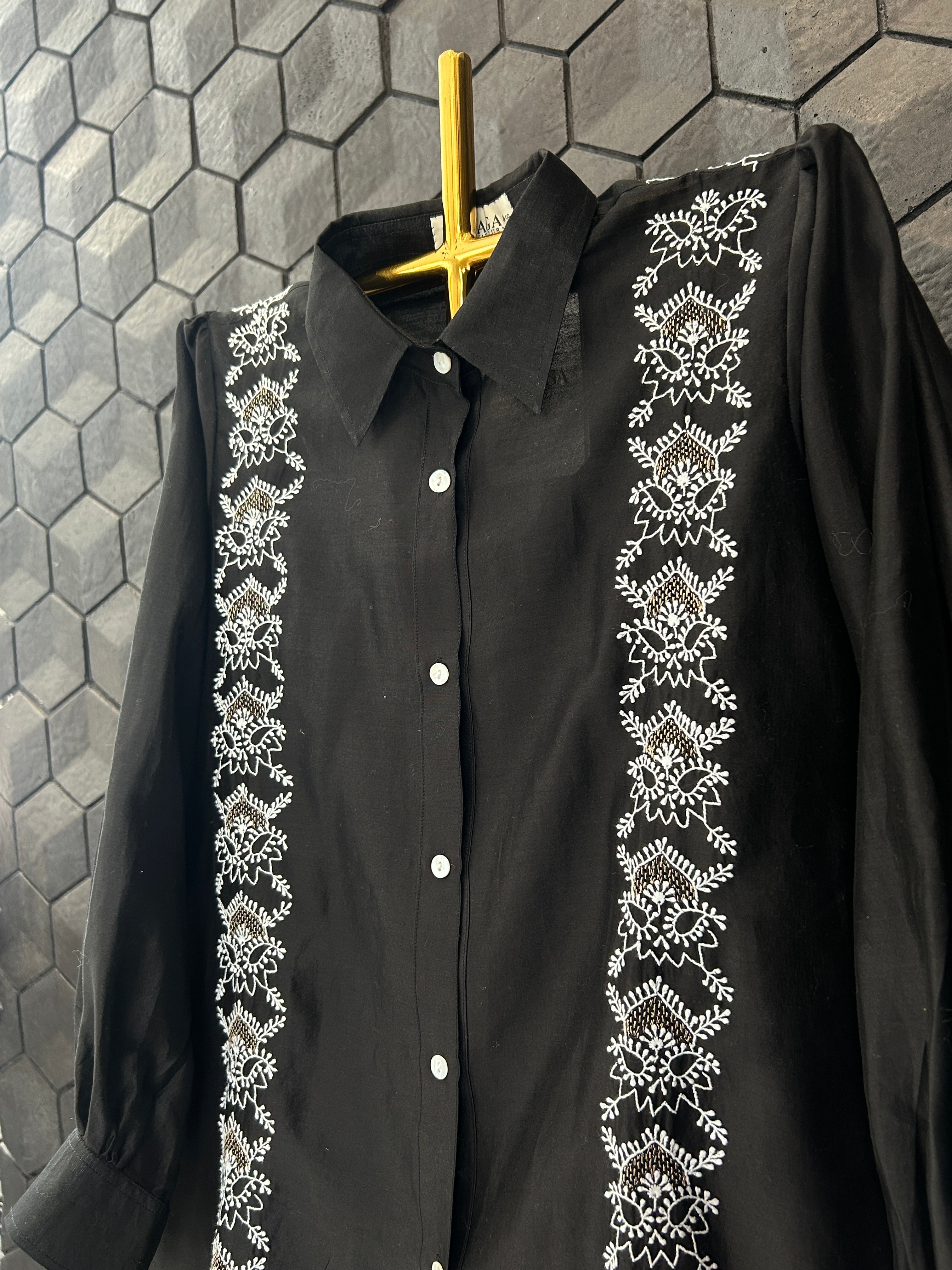 Black Chanderi Chikankari Co-ord sets