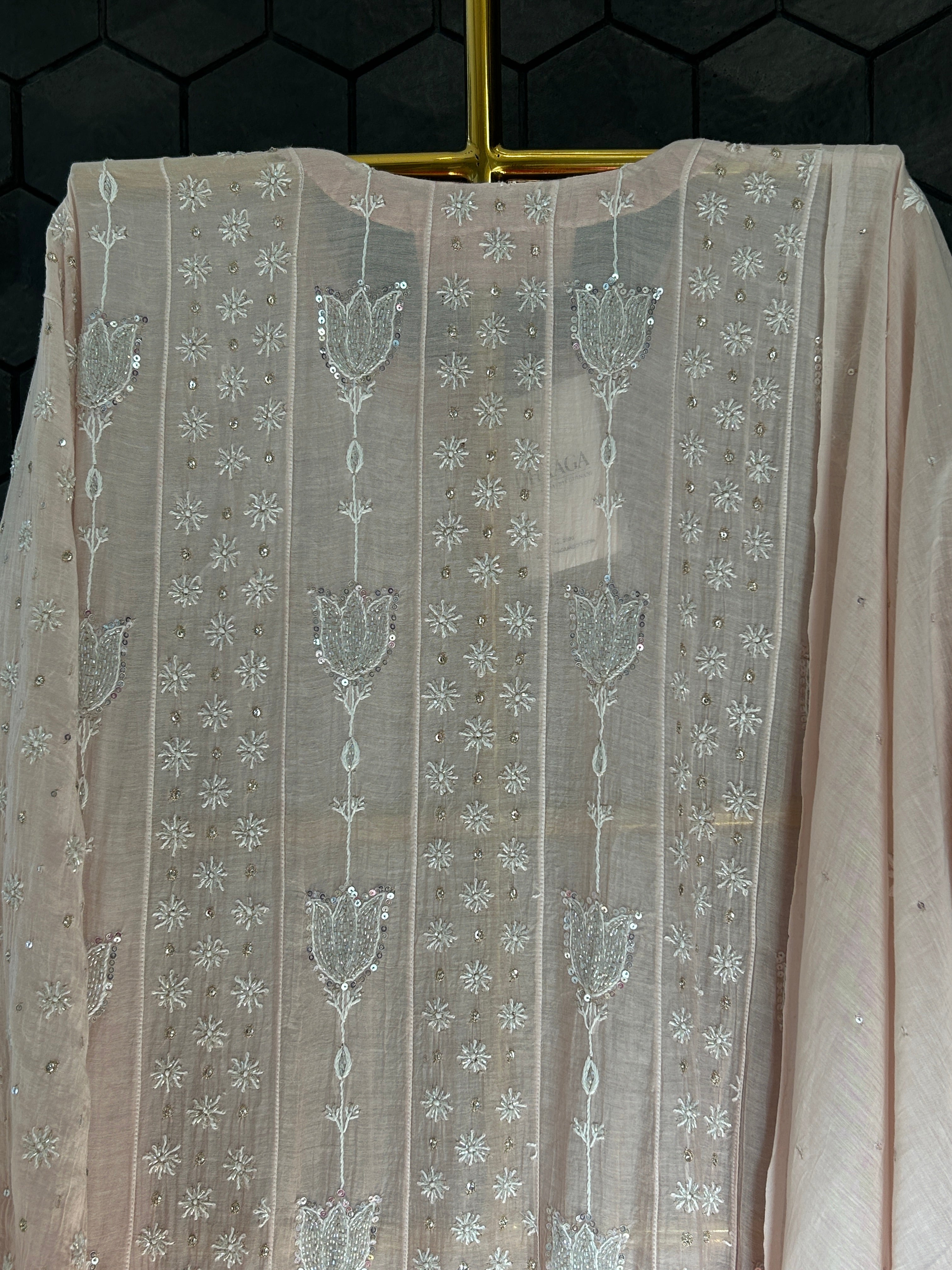 Pink Ombre Mul Chanderi Anarkali Set