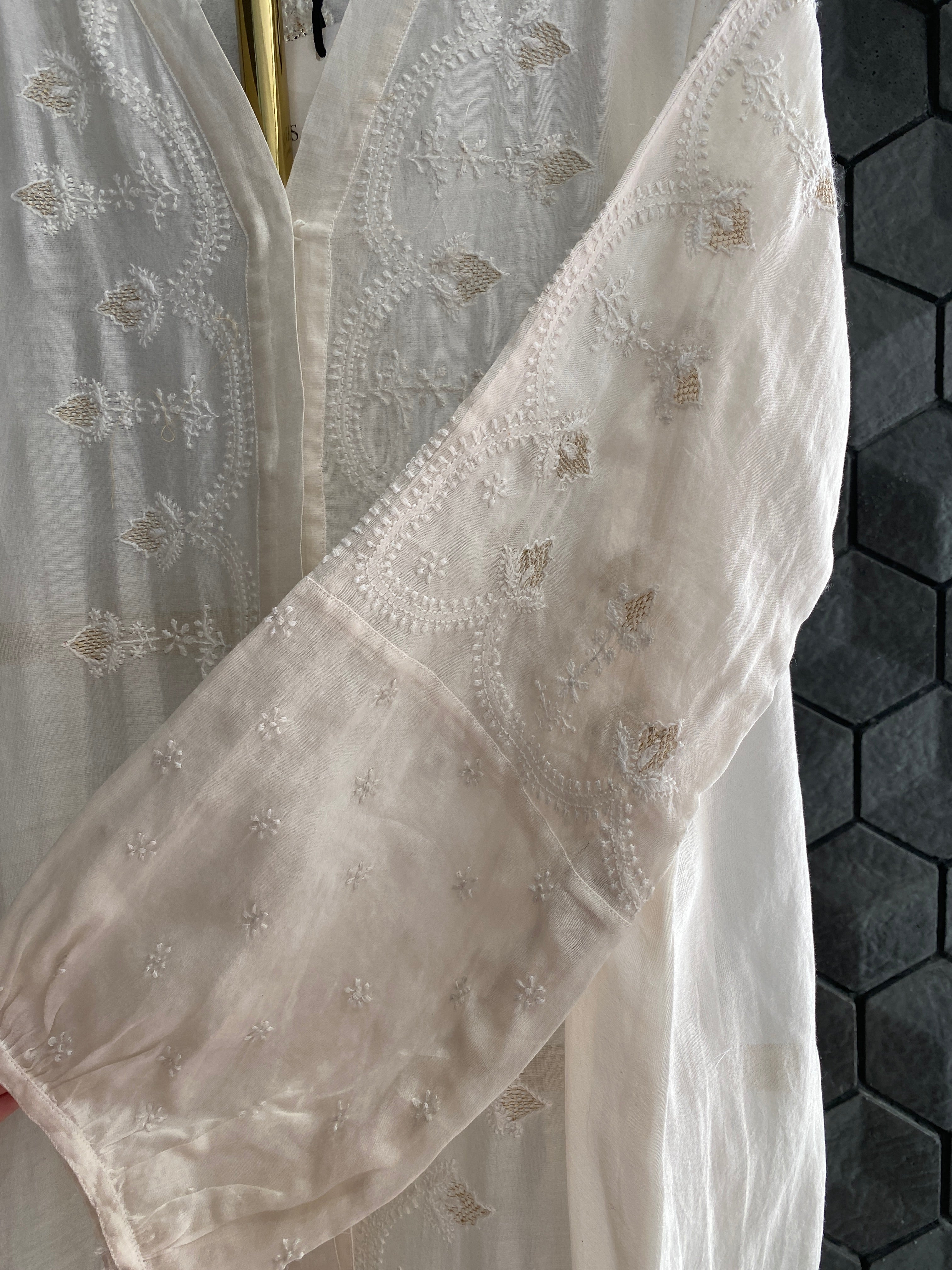 White Chanderi Chikankari Kurta