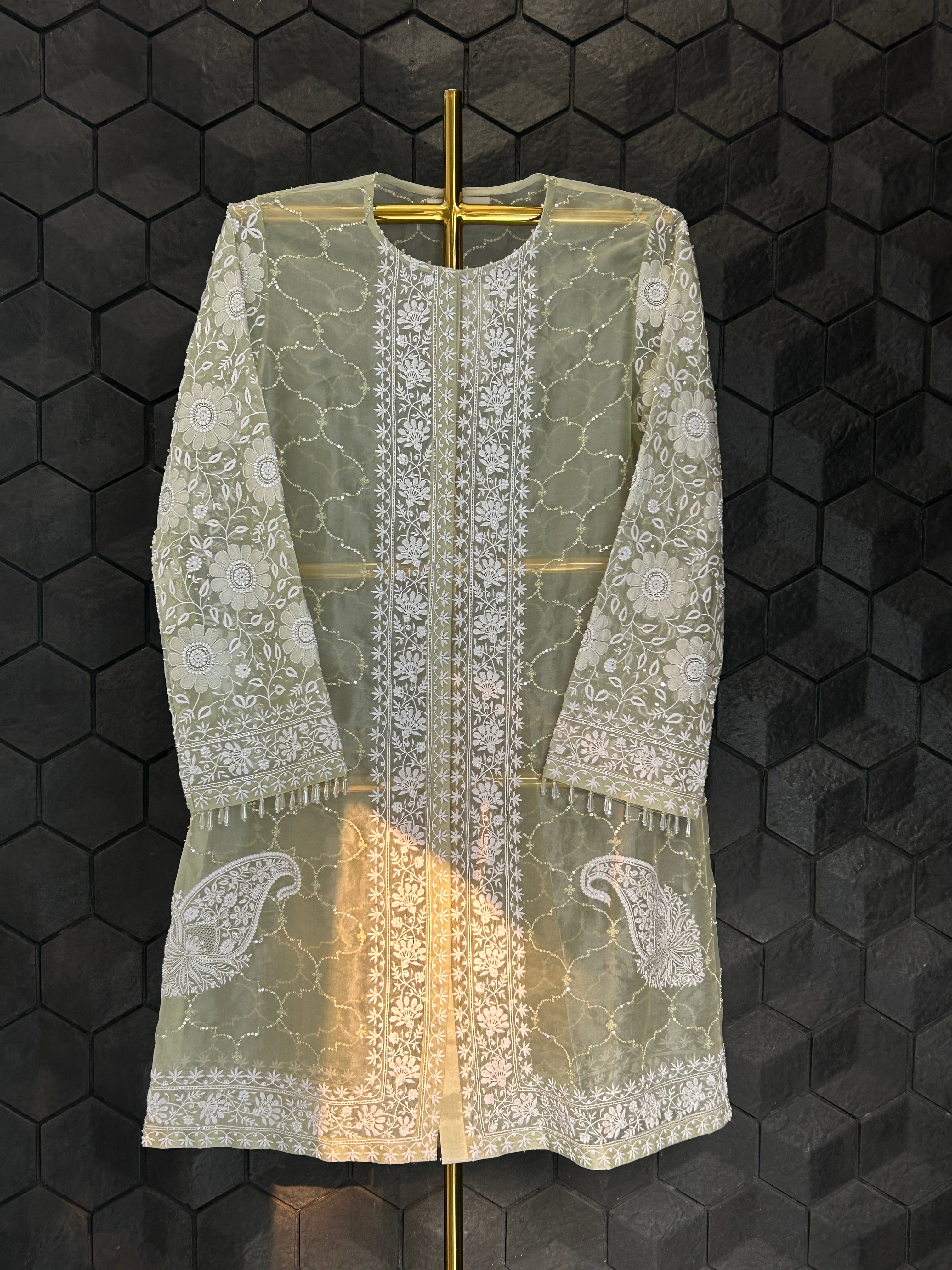 Green Organza Chikankari Co-ord sets