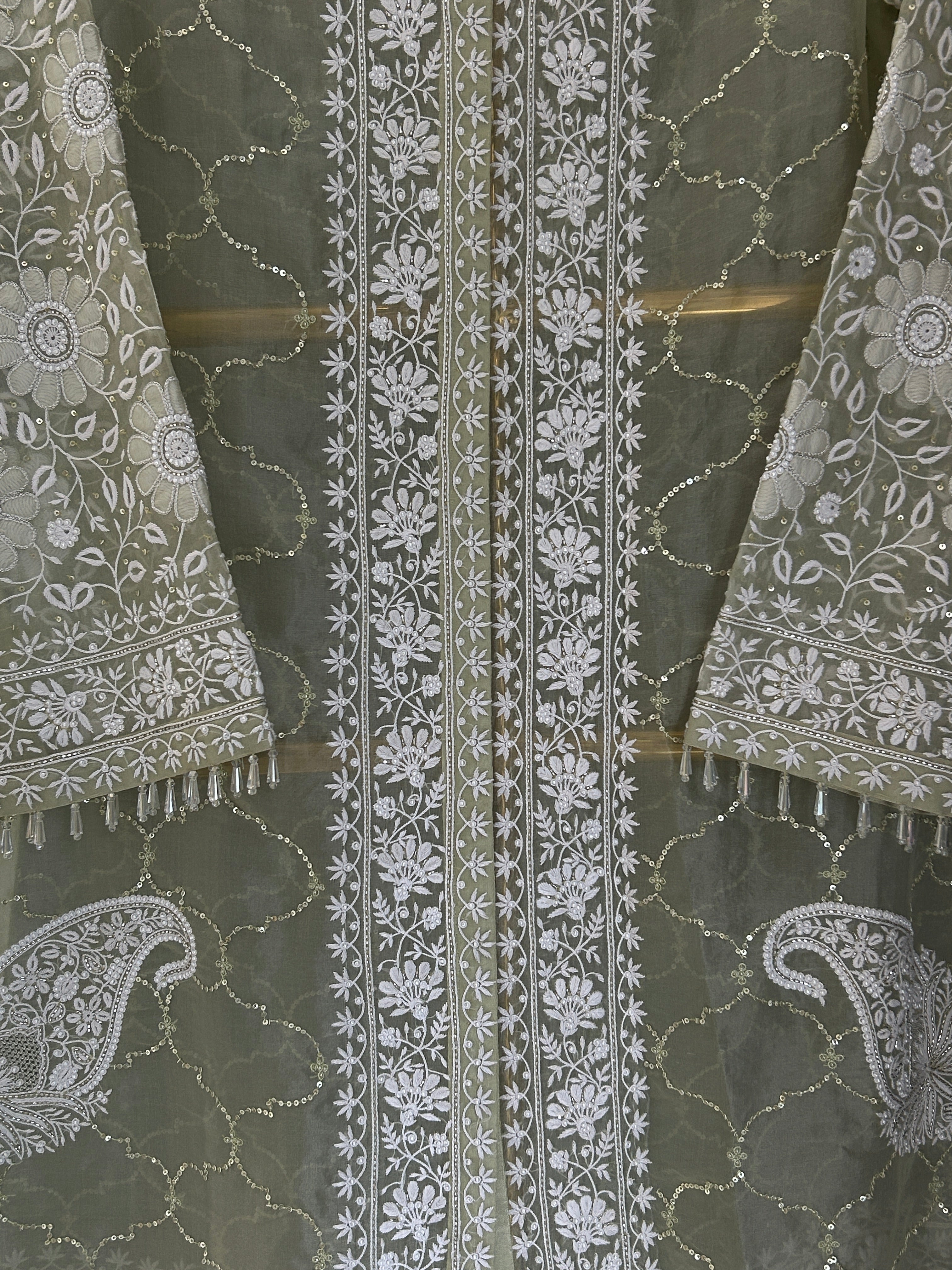 Green Organza Chikankari Co-ord sets