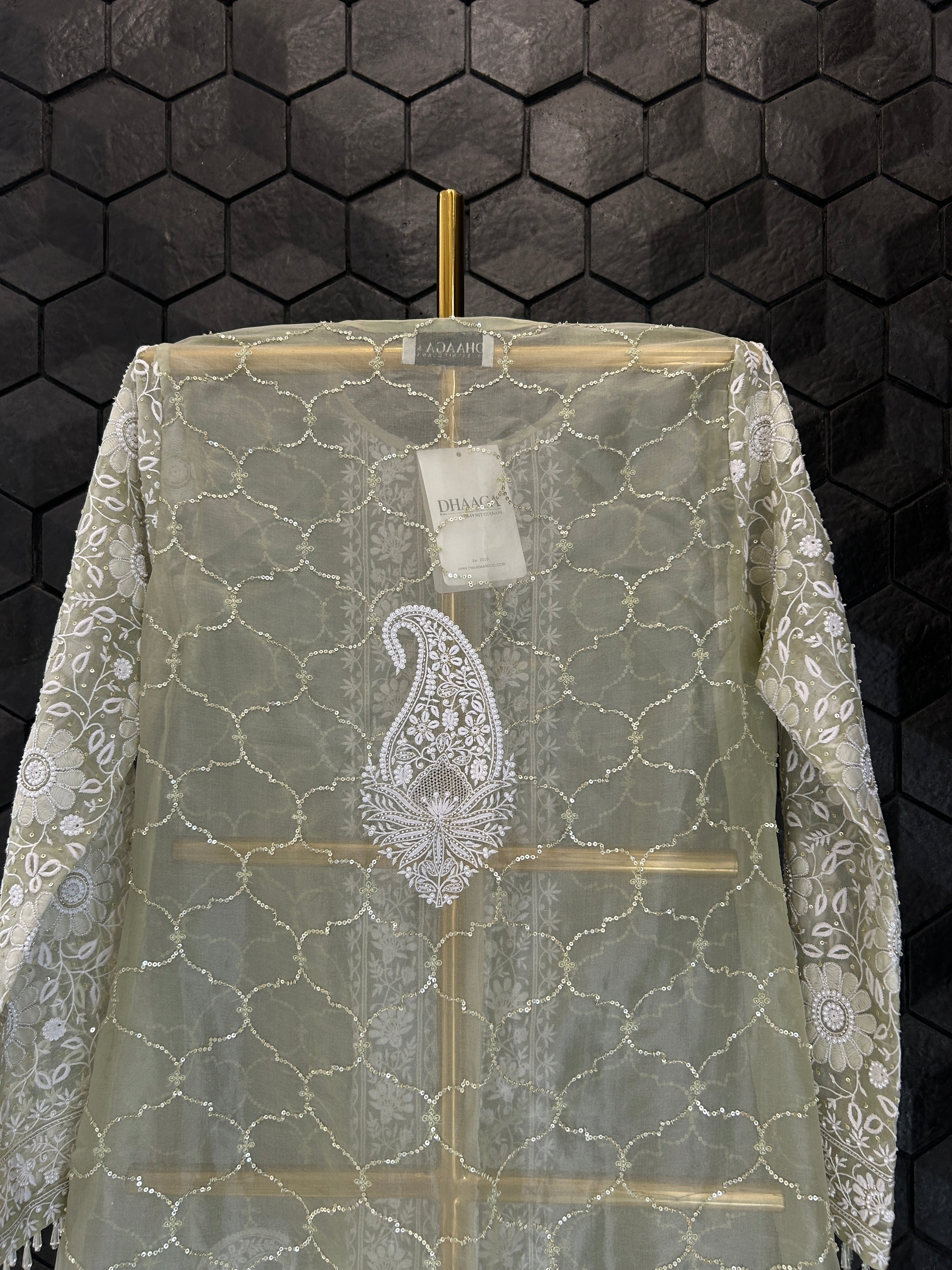 Green Organza Chikankari Co-ord sets