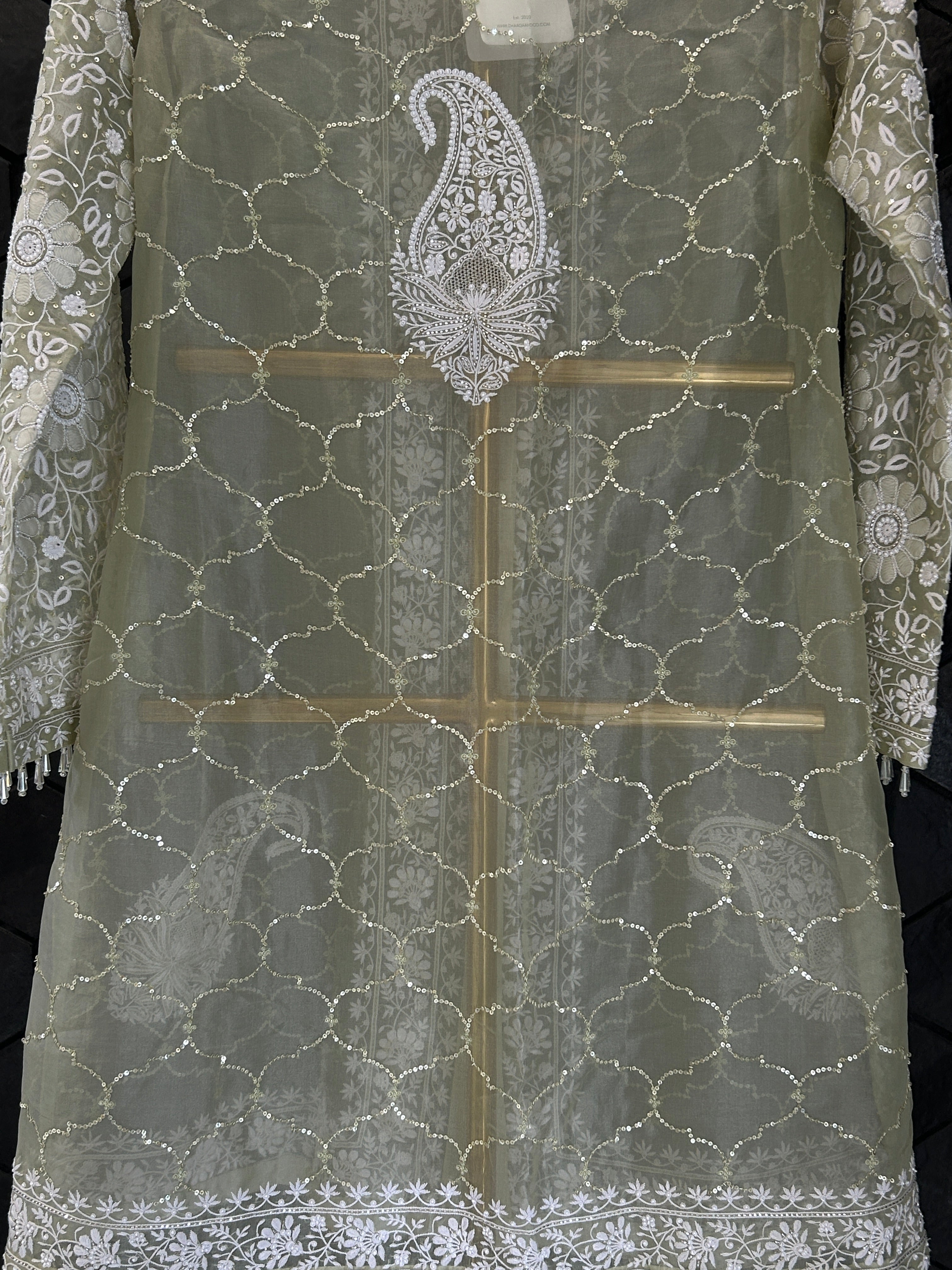 Green Organza Chikankari Co-ord sets
