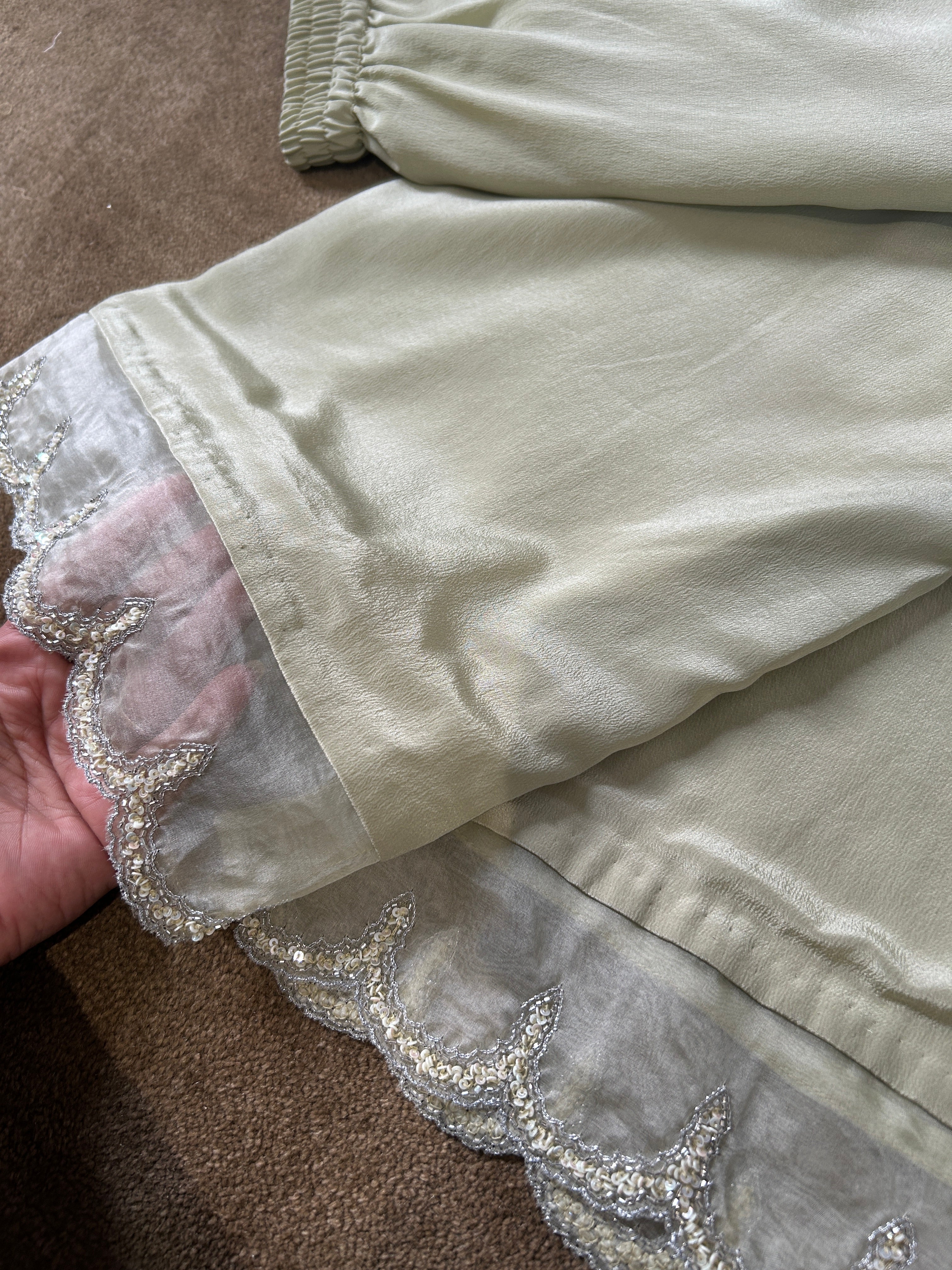 Green Organza Chikankari Co-ord sets
