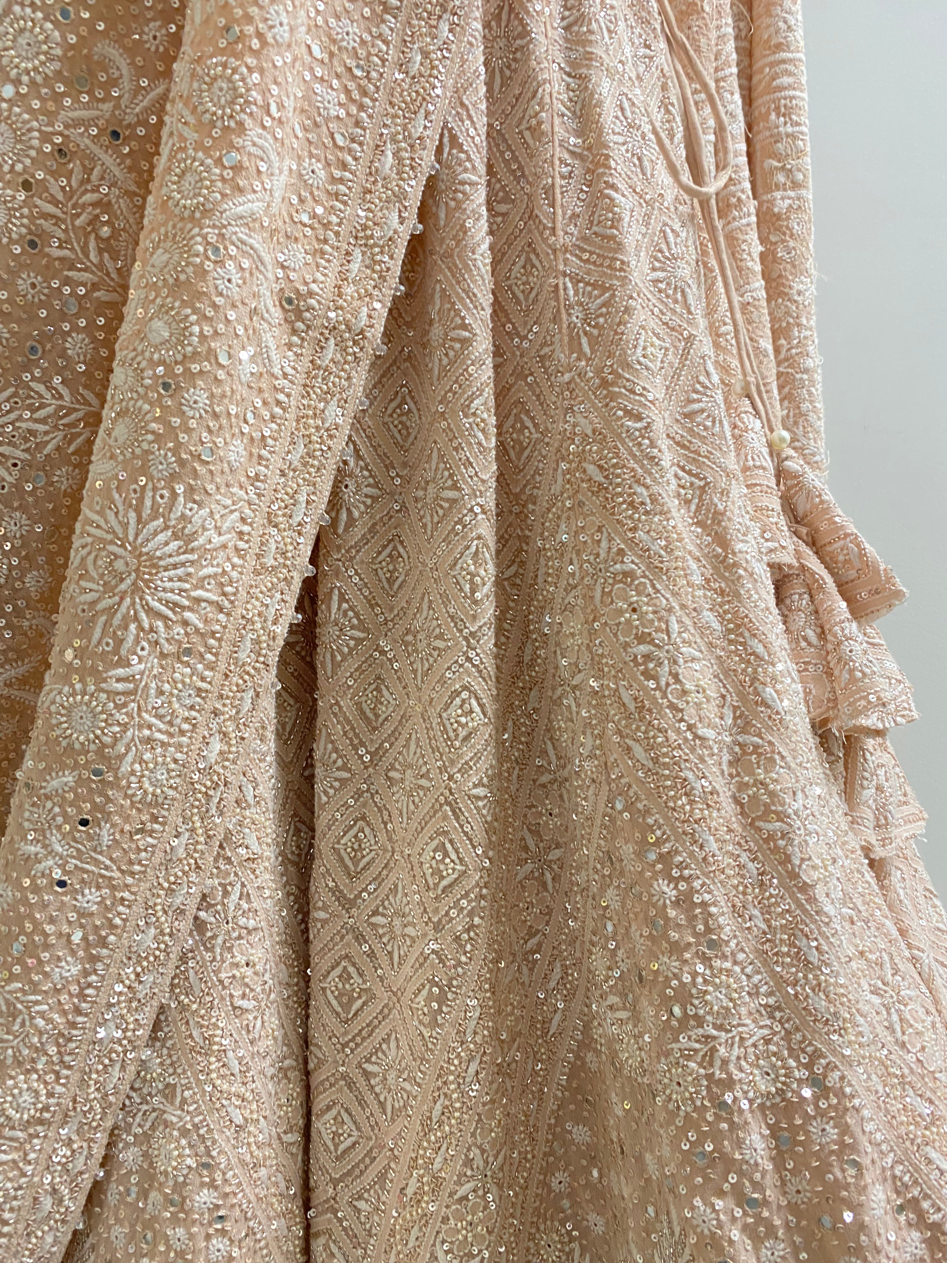Peach Georgette Chikankari Premium Lehenga