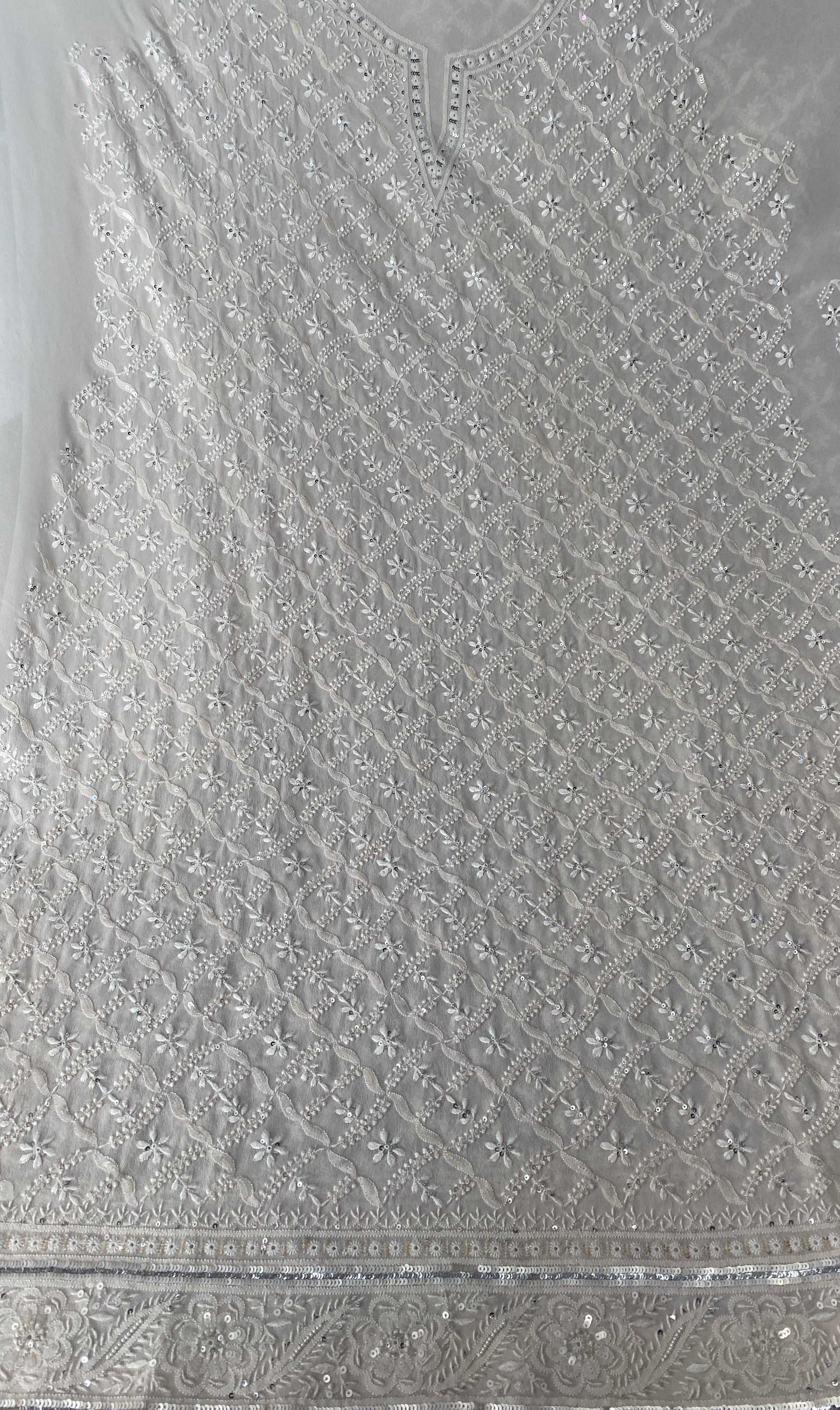 Premium ivory georgette chikankari kurta set
