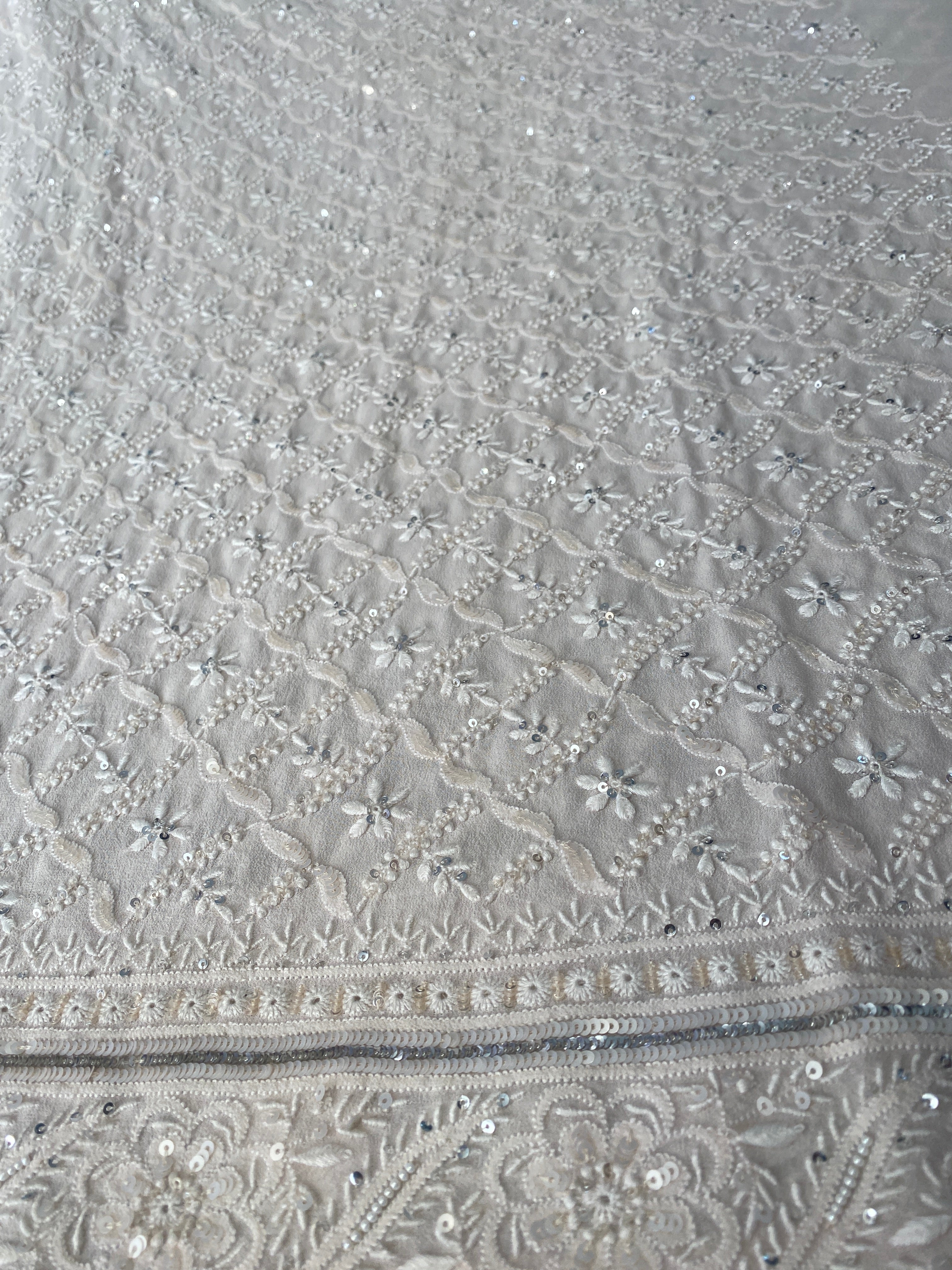 Premium ivory georgette chikankari kurta set