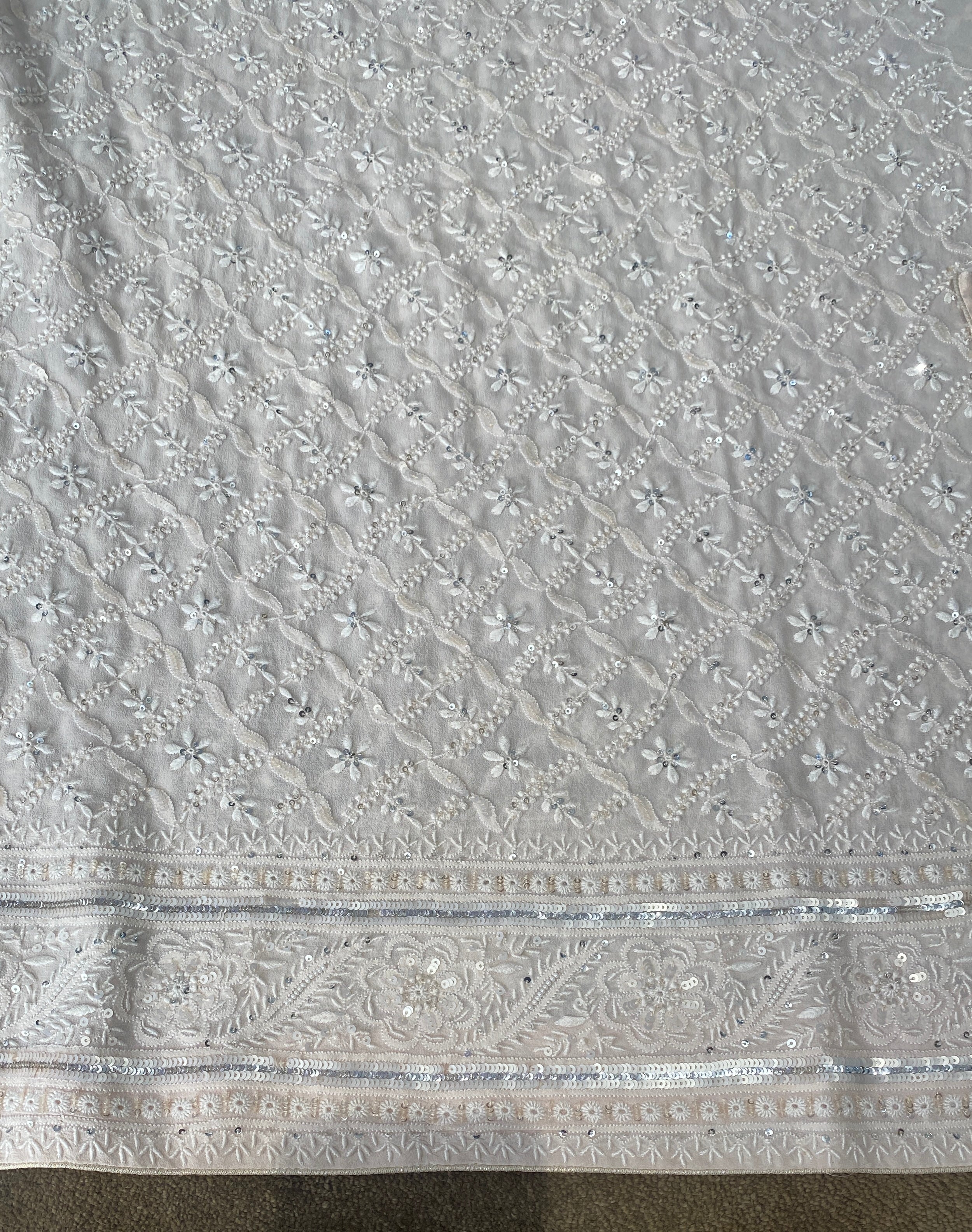 Premium ivory georgette chikankari kurta set