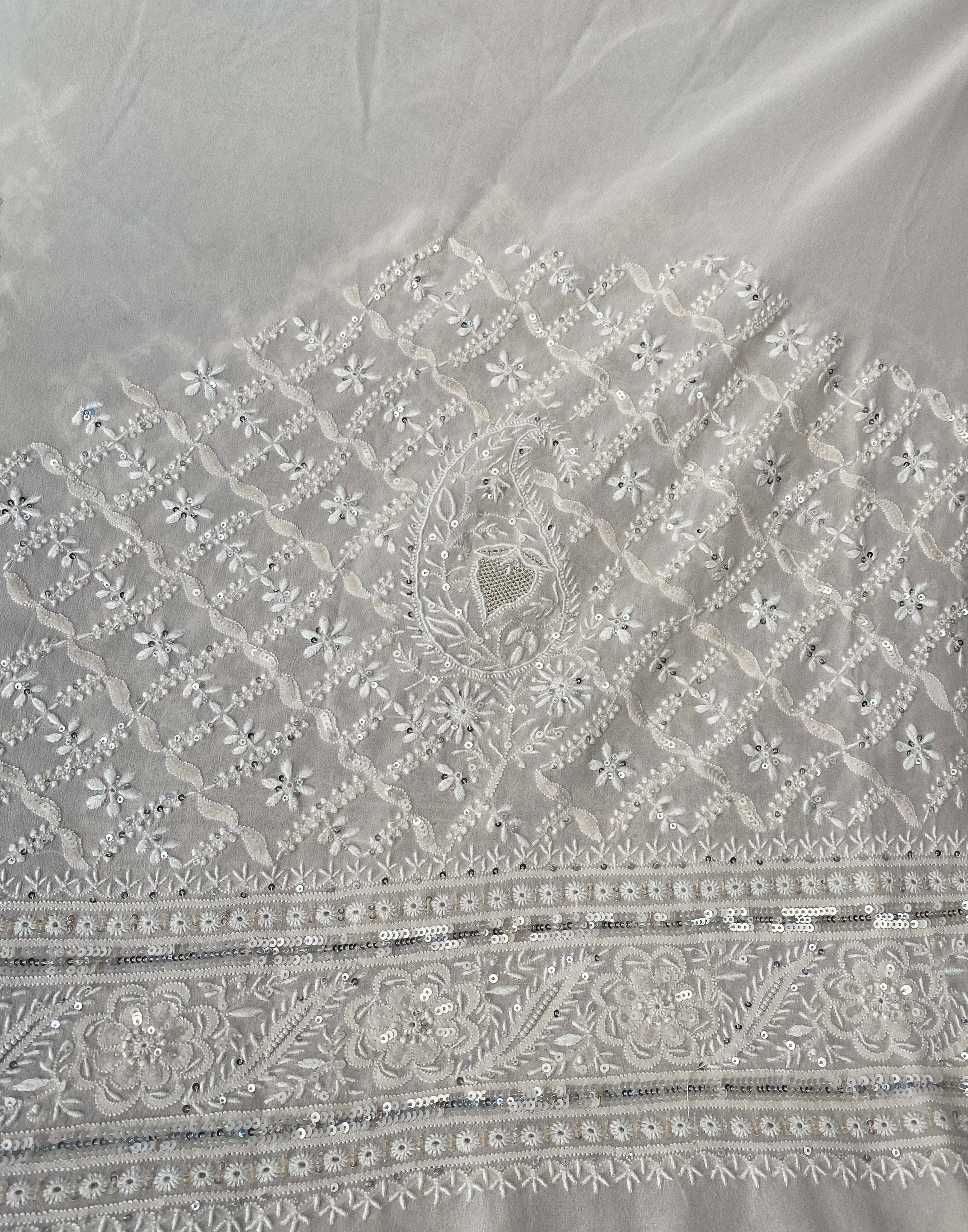 Premium ivory georgette chikankari kurta set