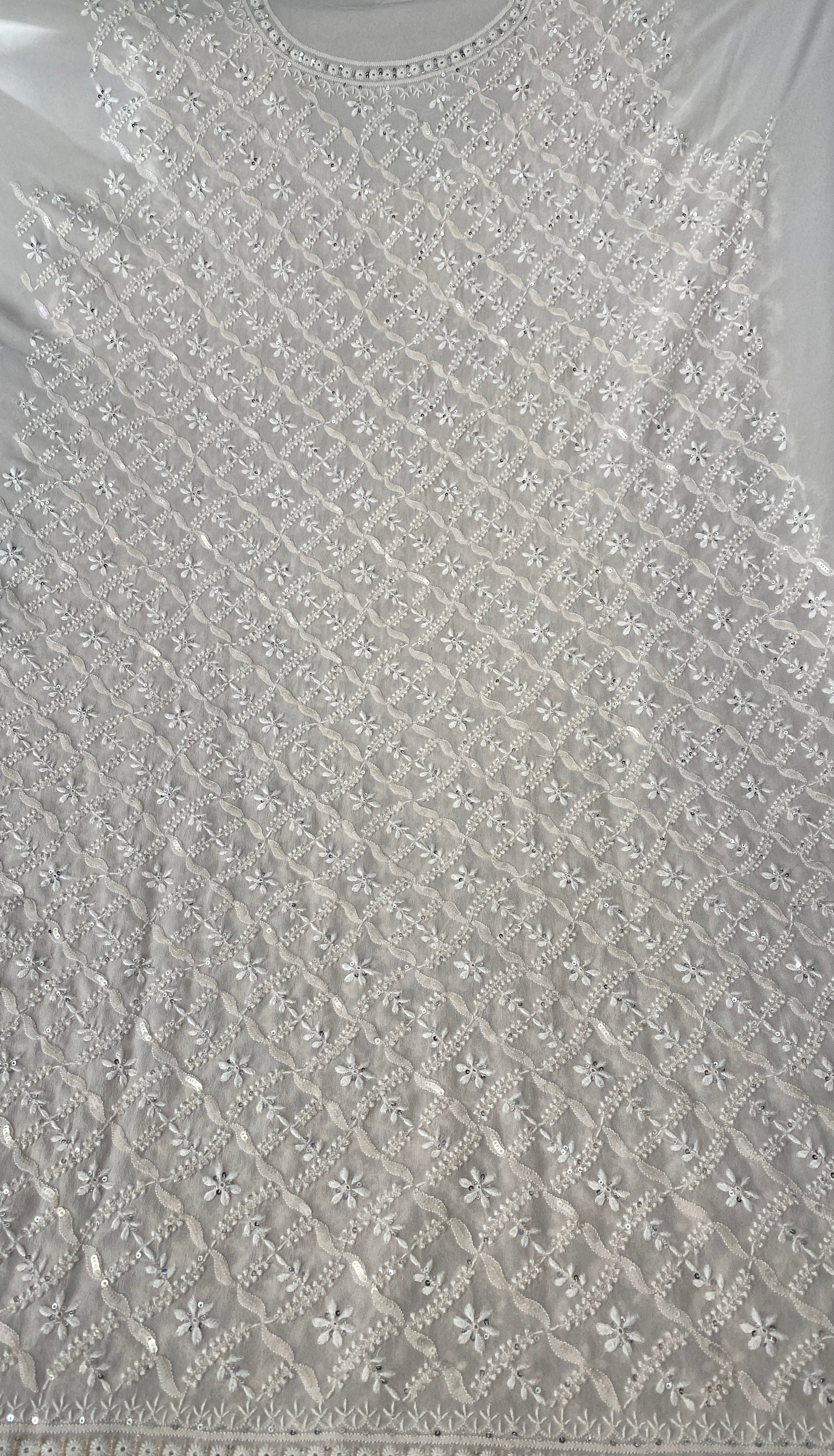 Premium ivory georgette chikankari kurta set