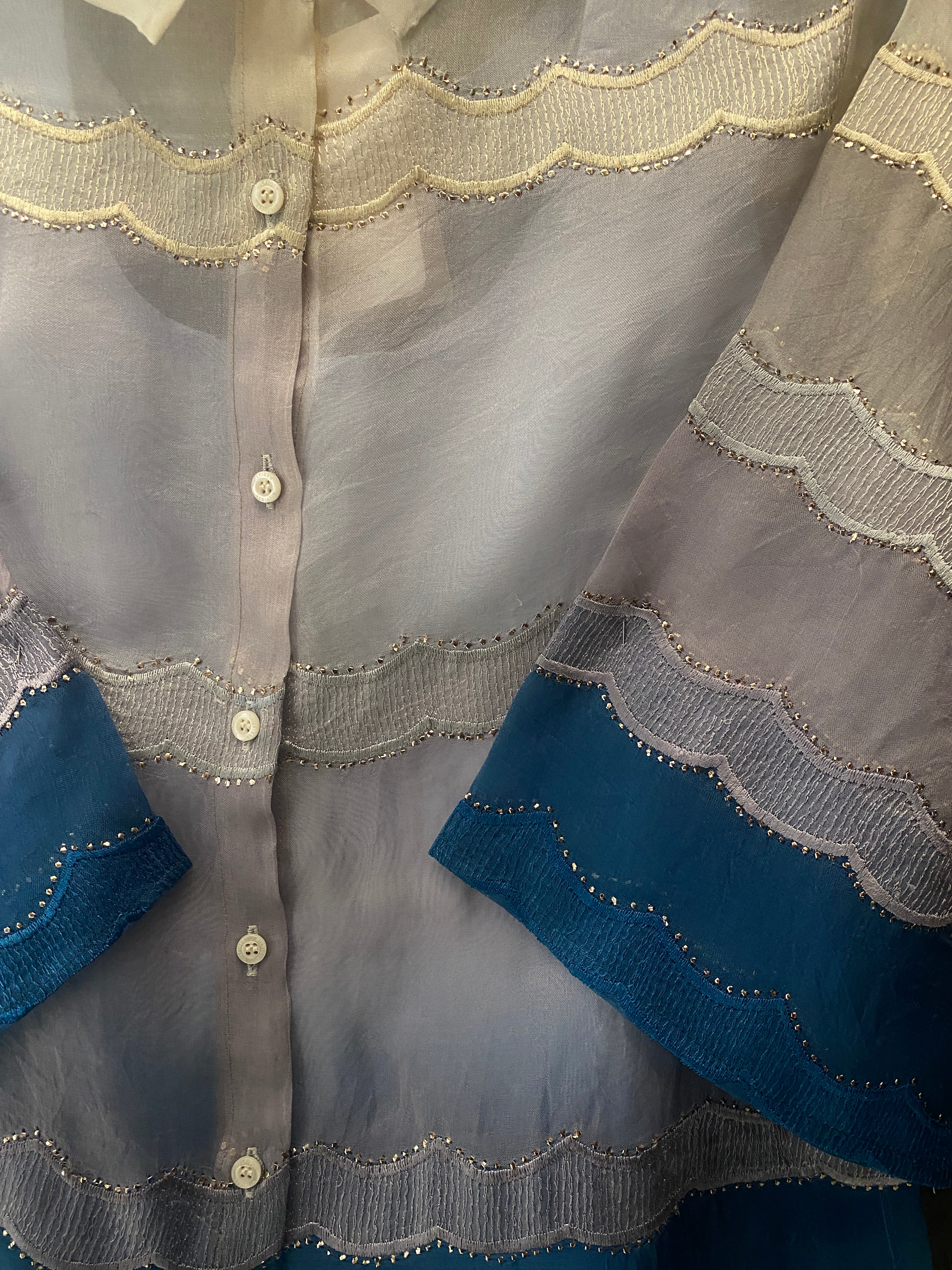 Blue Organza Mukaish Shirt