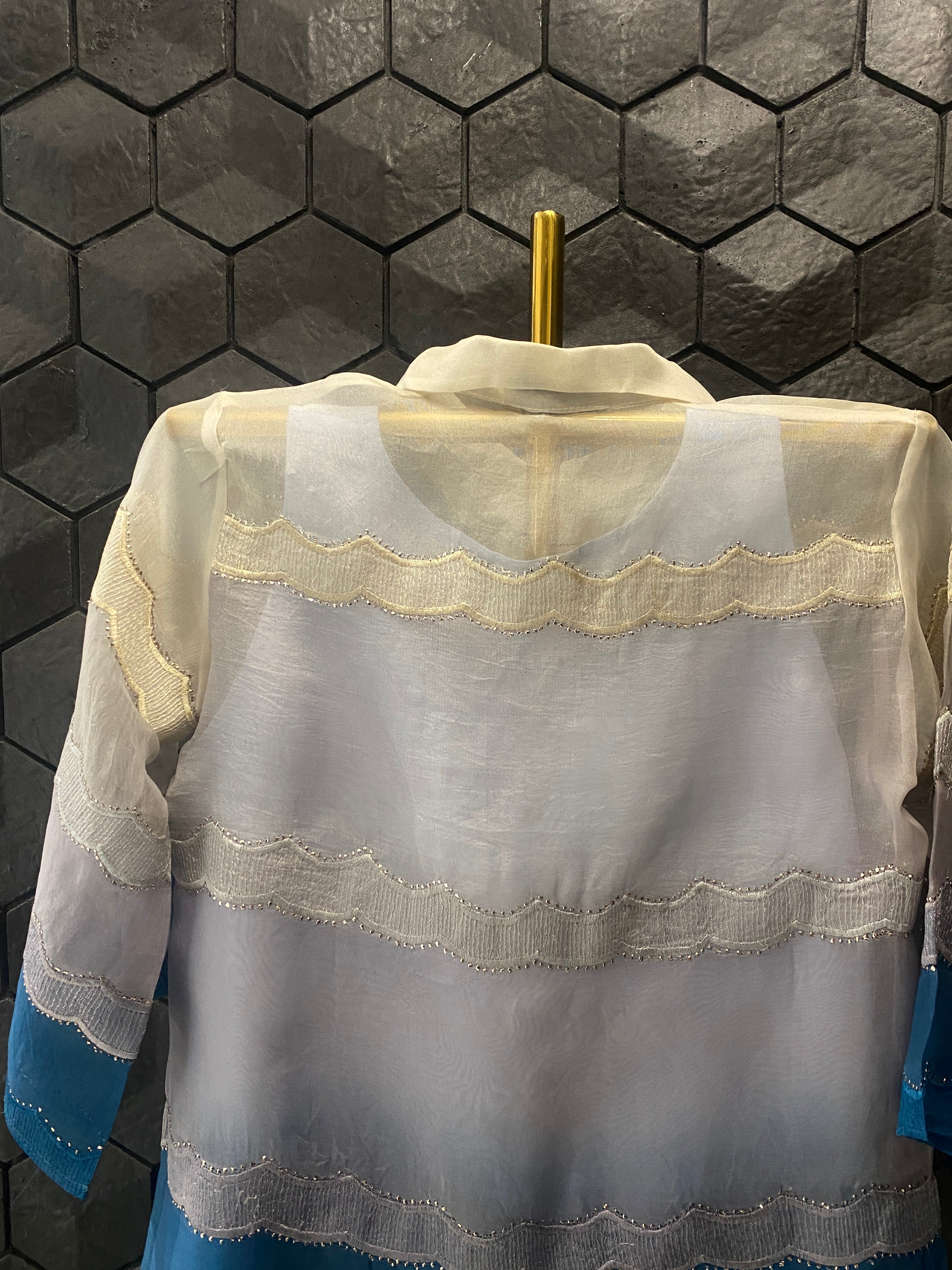 Blue Organza Mukaish Shirt