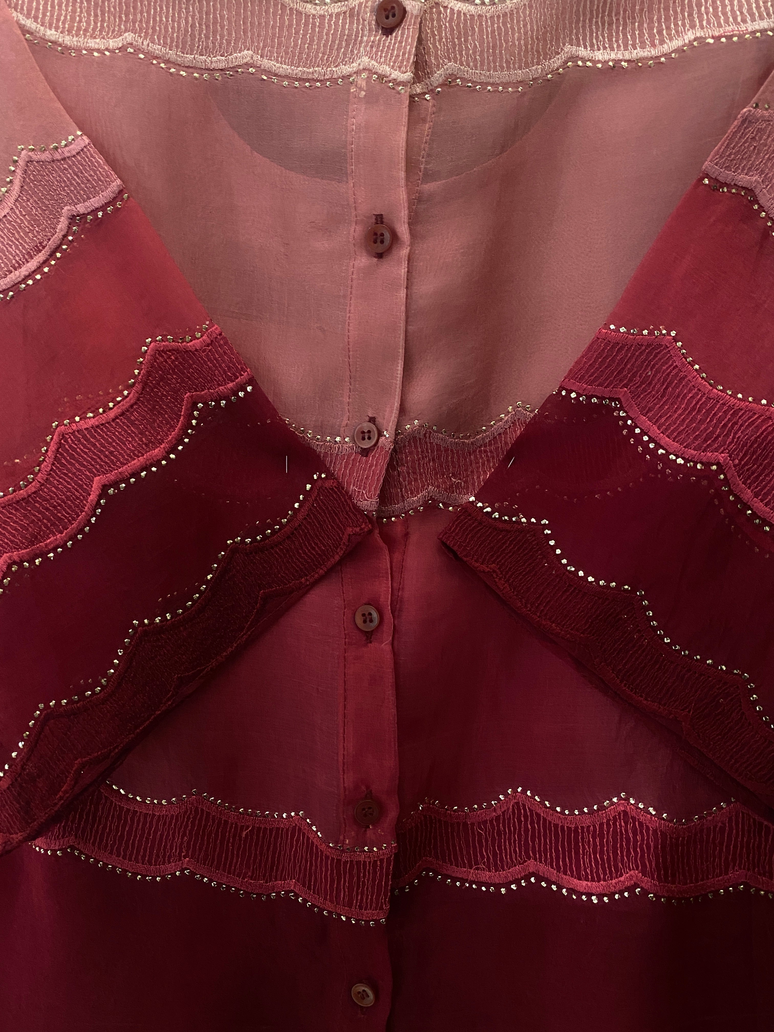 Red Organza Mukaish Shirt