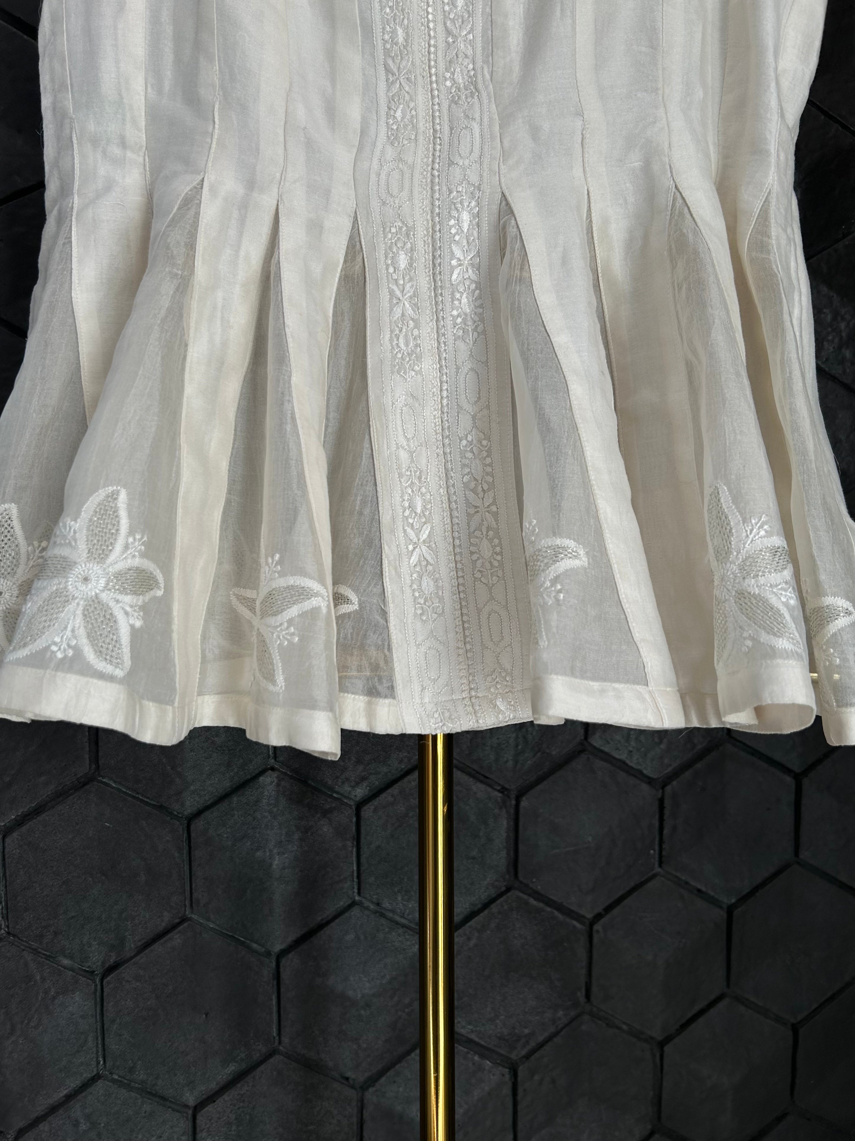 Premium White Chikankari Peplum Top