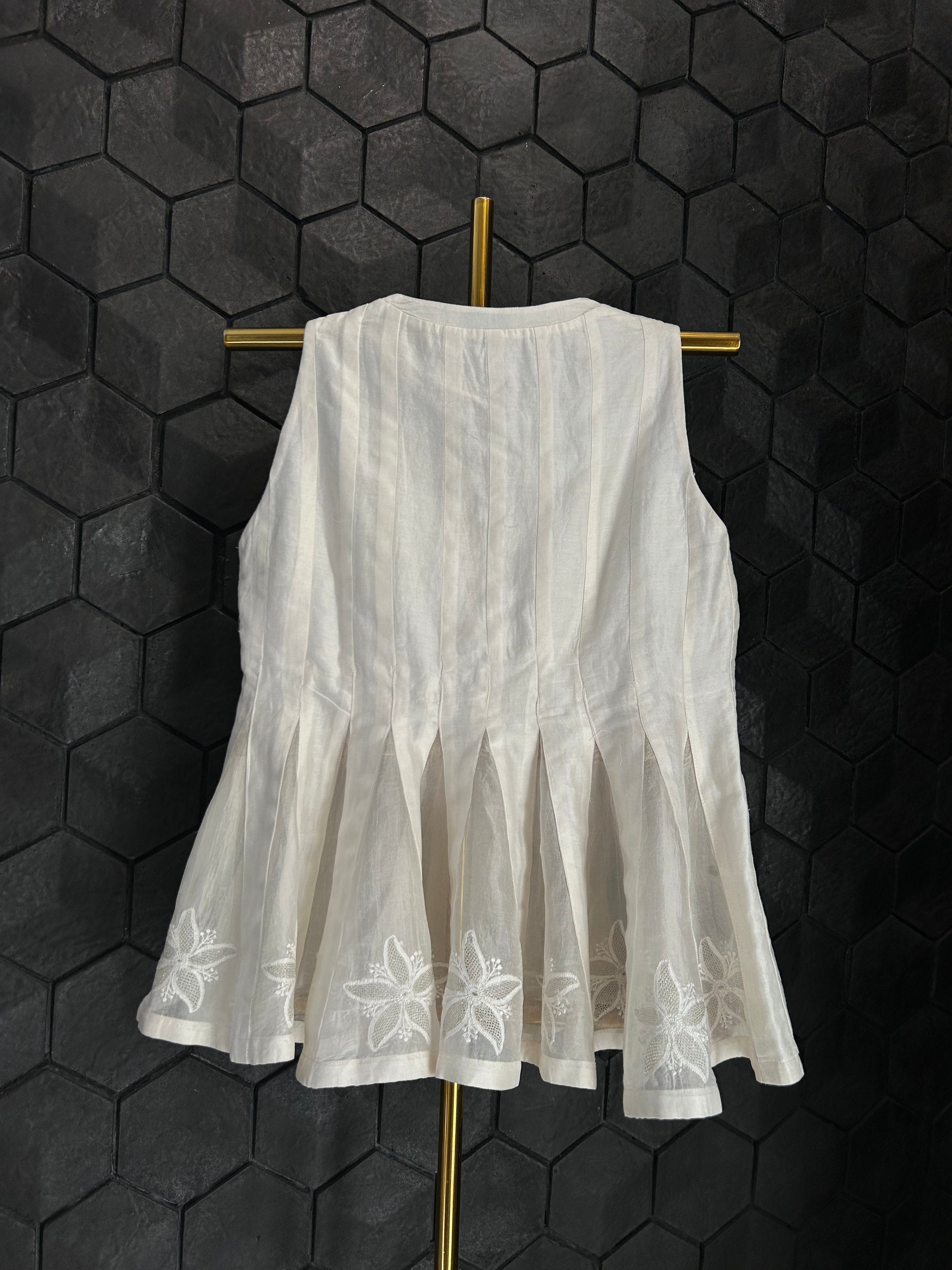 Premium White Chikankari Peplum Top