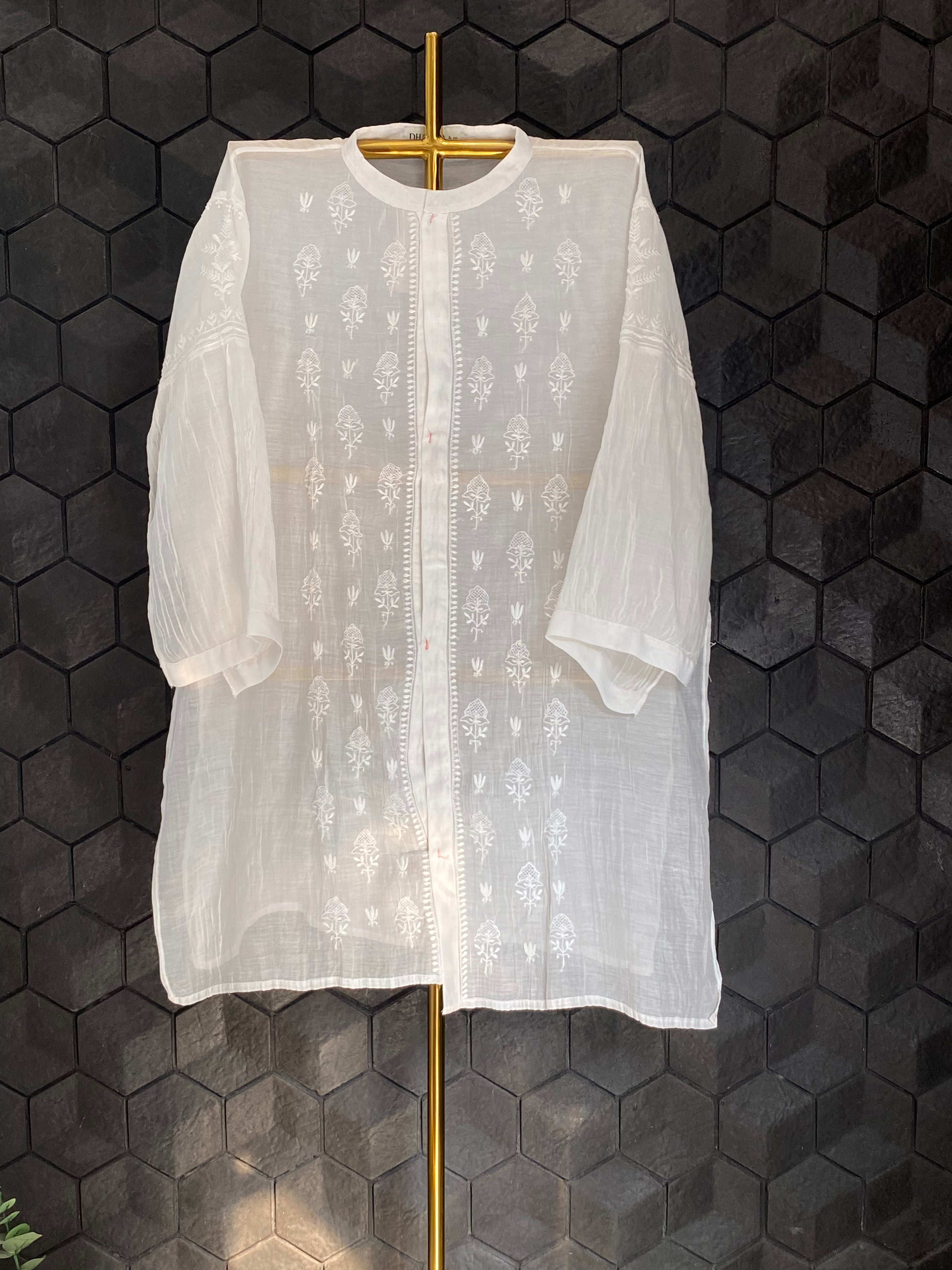 White Mul Chanderi Chikankari Co-ord sets