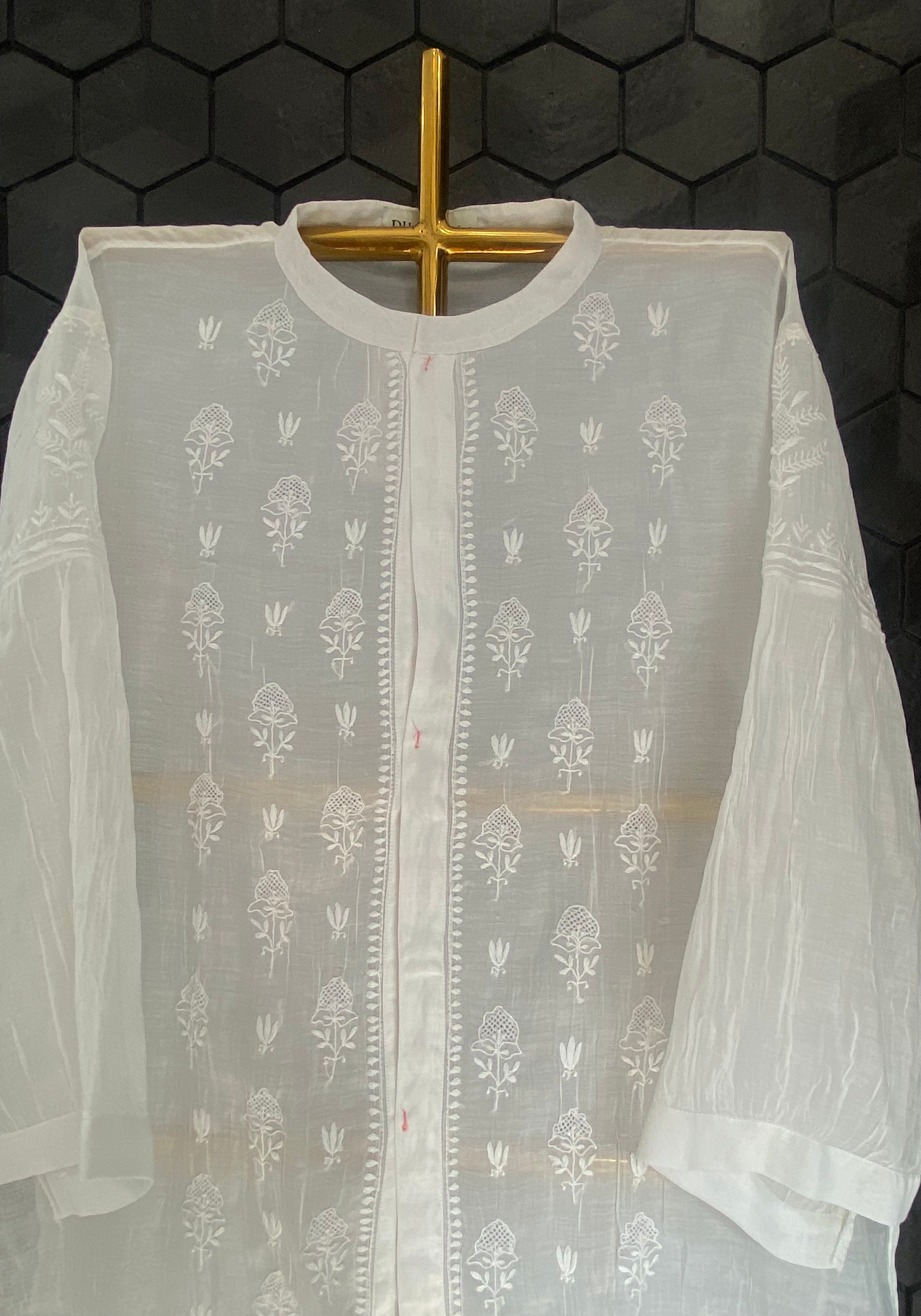 White Mul Chanderi Chikankari Co-ord sets